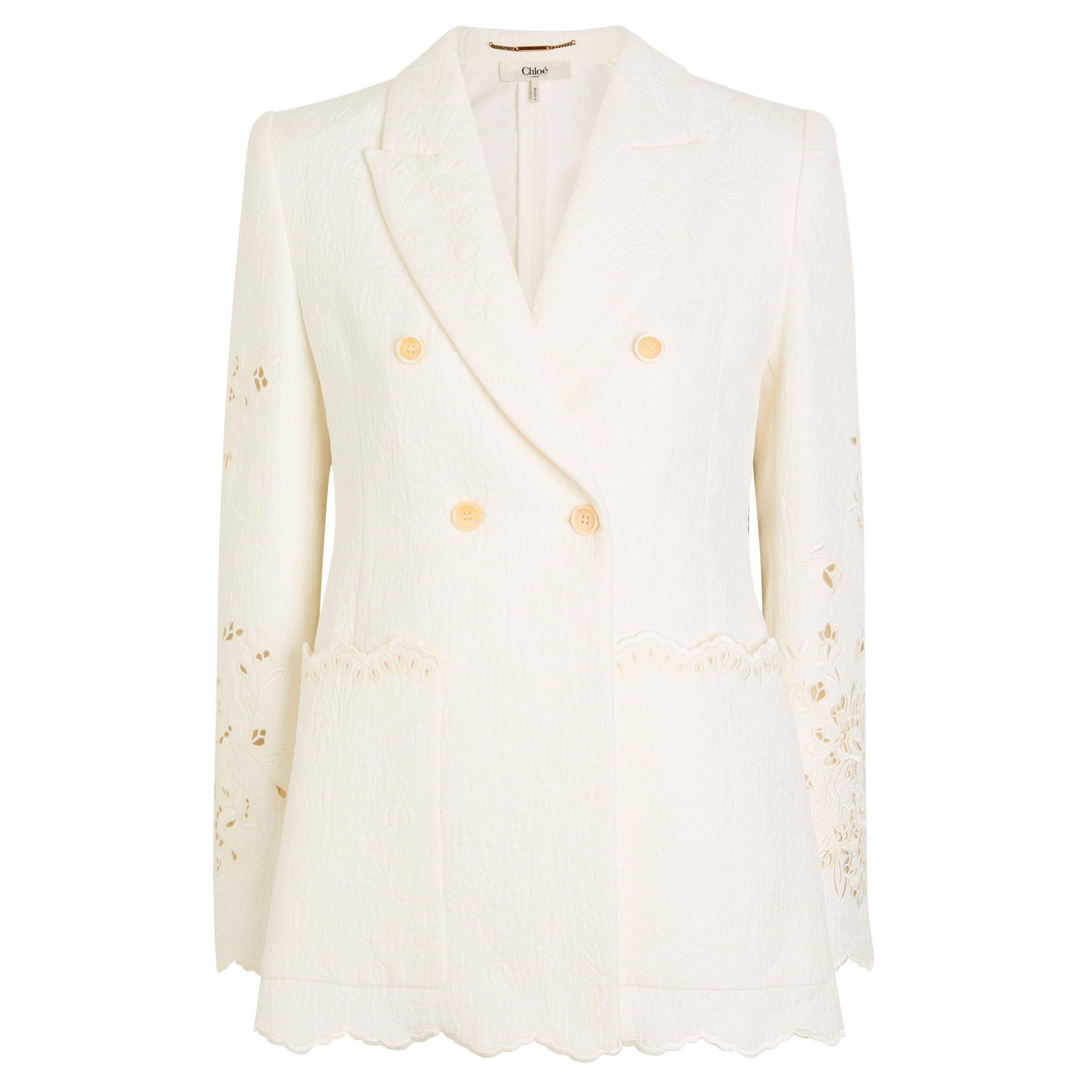 WHITE - Chloe - FLORAL QUILTED JACQUARD JACKET