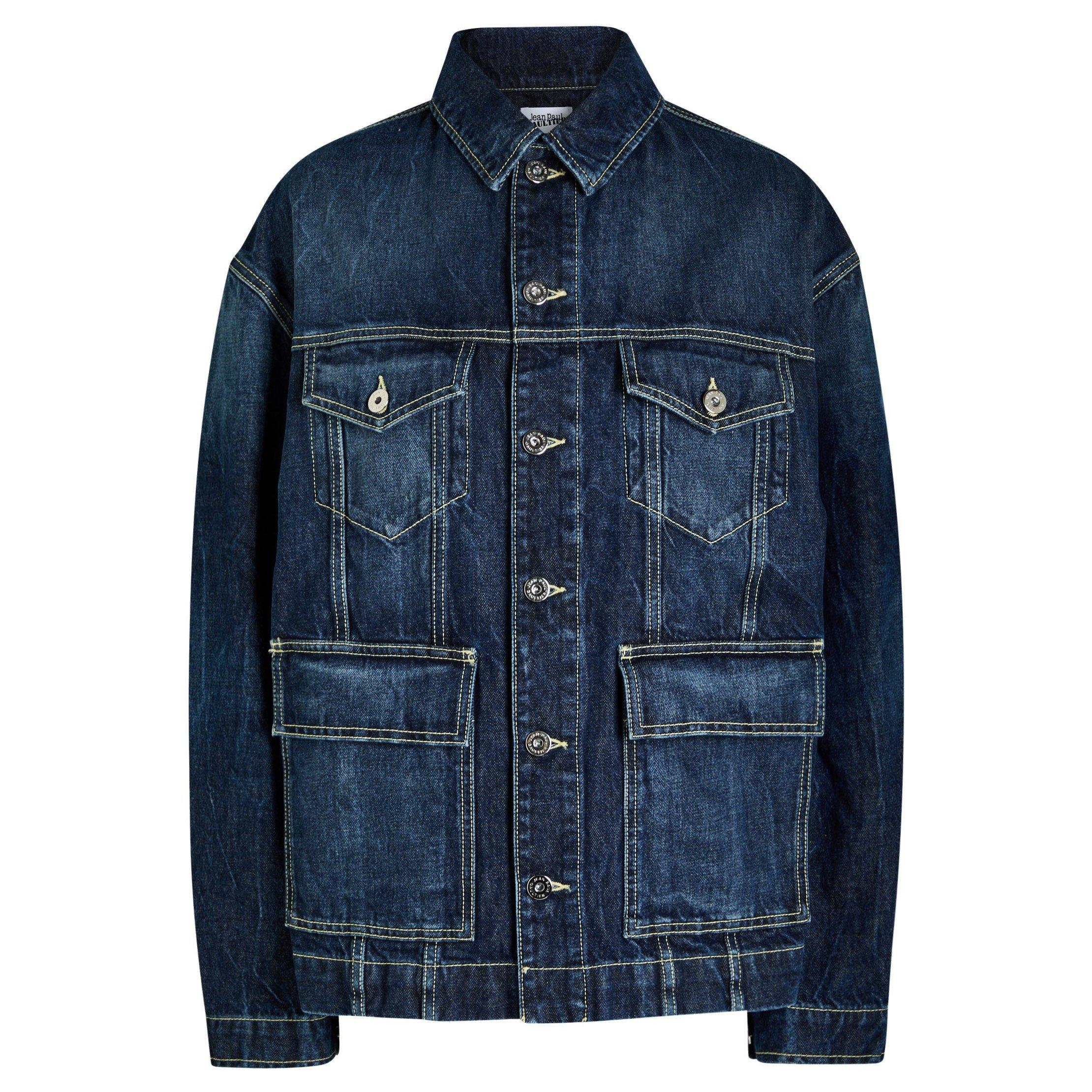 DARK BLUE - Jean Paul Gaultier - DENIM JACKET WITH CUT ON SLEEV