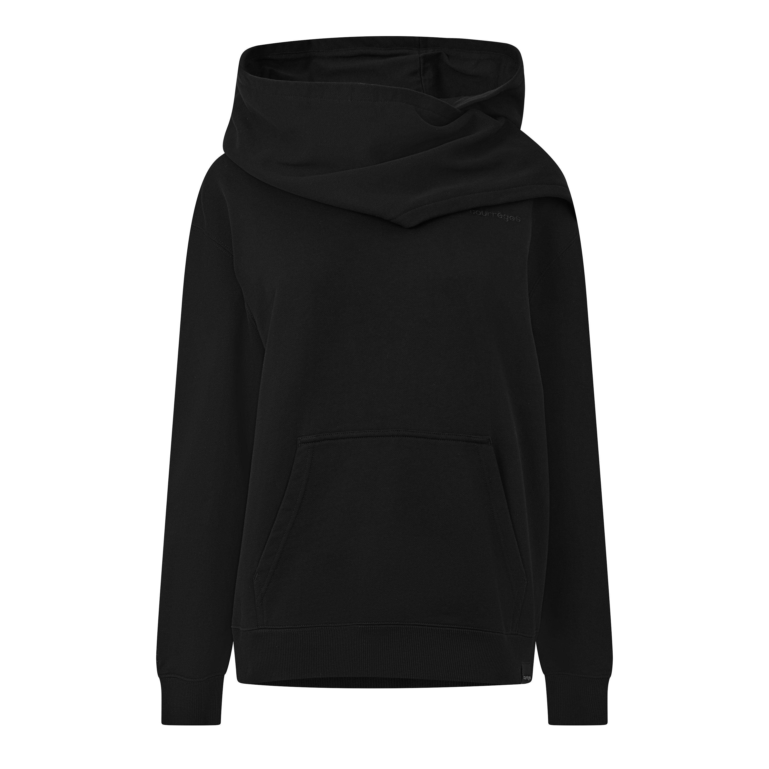 BLACK - Courreges - SCARF EMBROIDERED HOODIE - 1