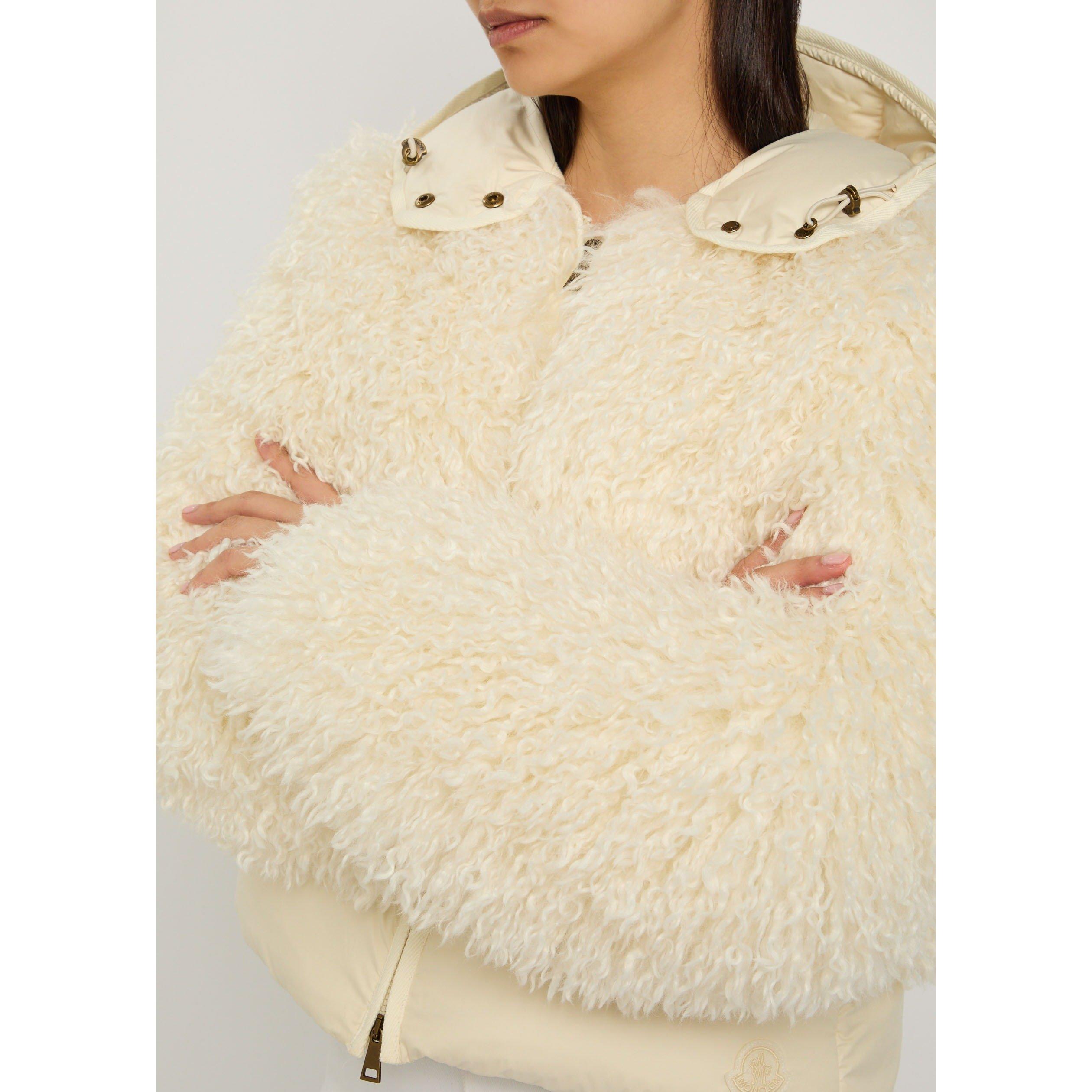 NATURAL - Moncler - Women's Vigiers Faux Fur Boxy-Fit Short Puffer Jacket - 4