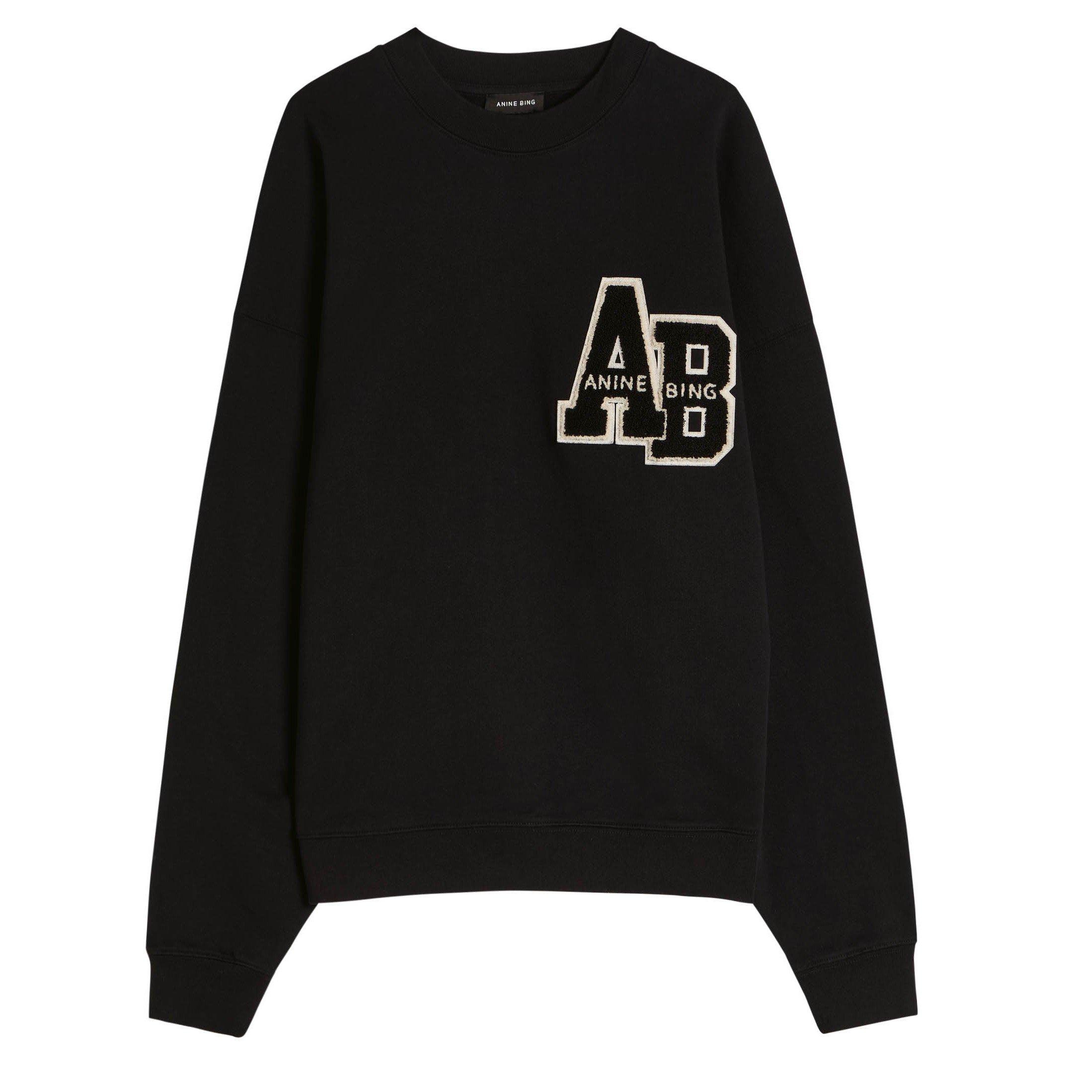 BLACK - Anine Bing - SW MILES LETTERMAN SWEATS