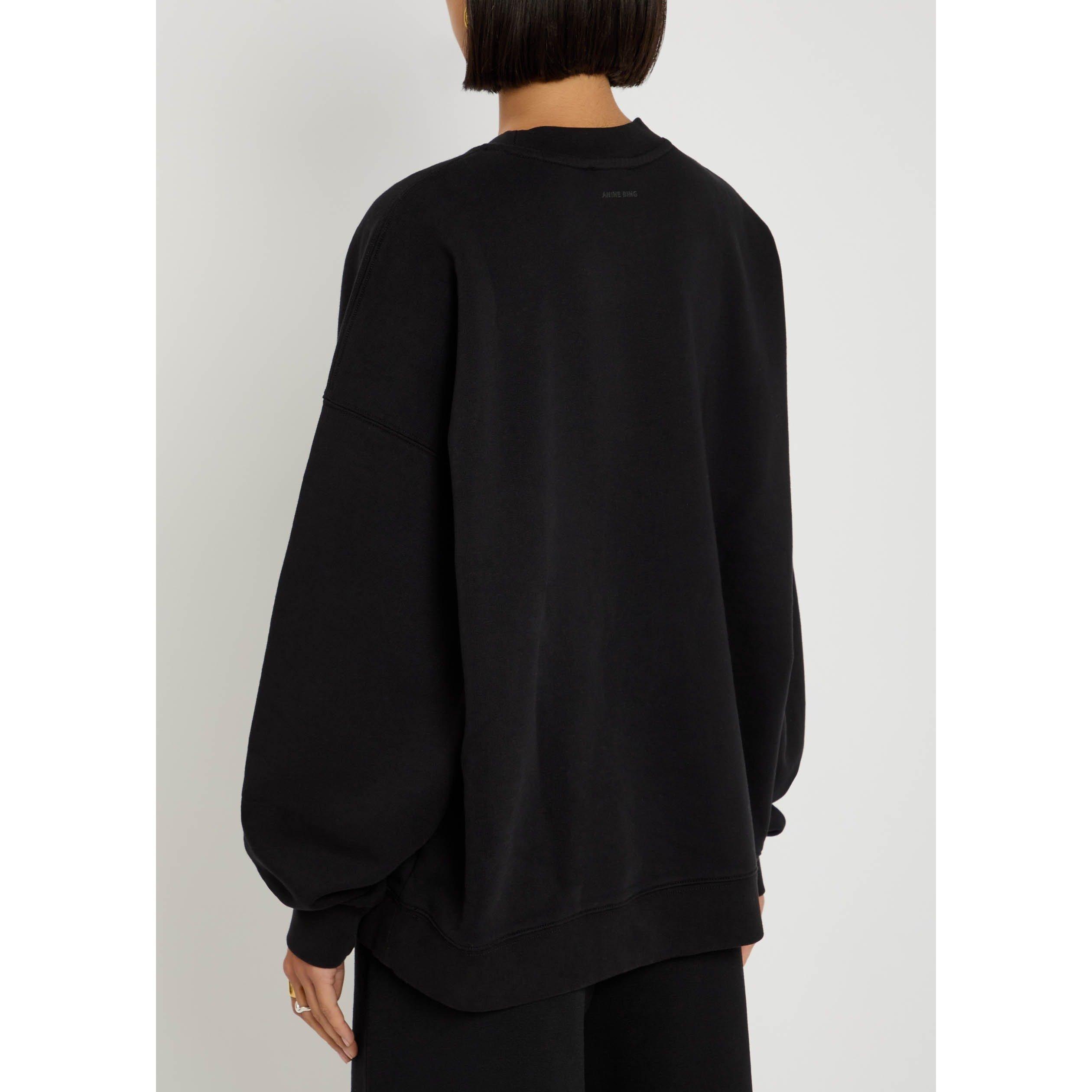 BLACK - Anine Bing - SW MILES LETTERMAN SWEATSHIRT - 3