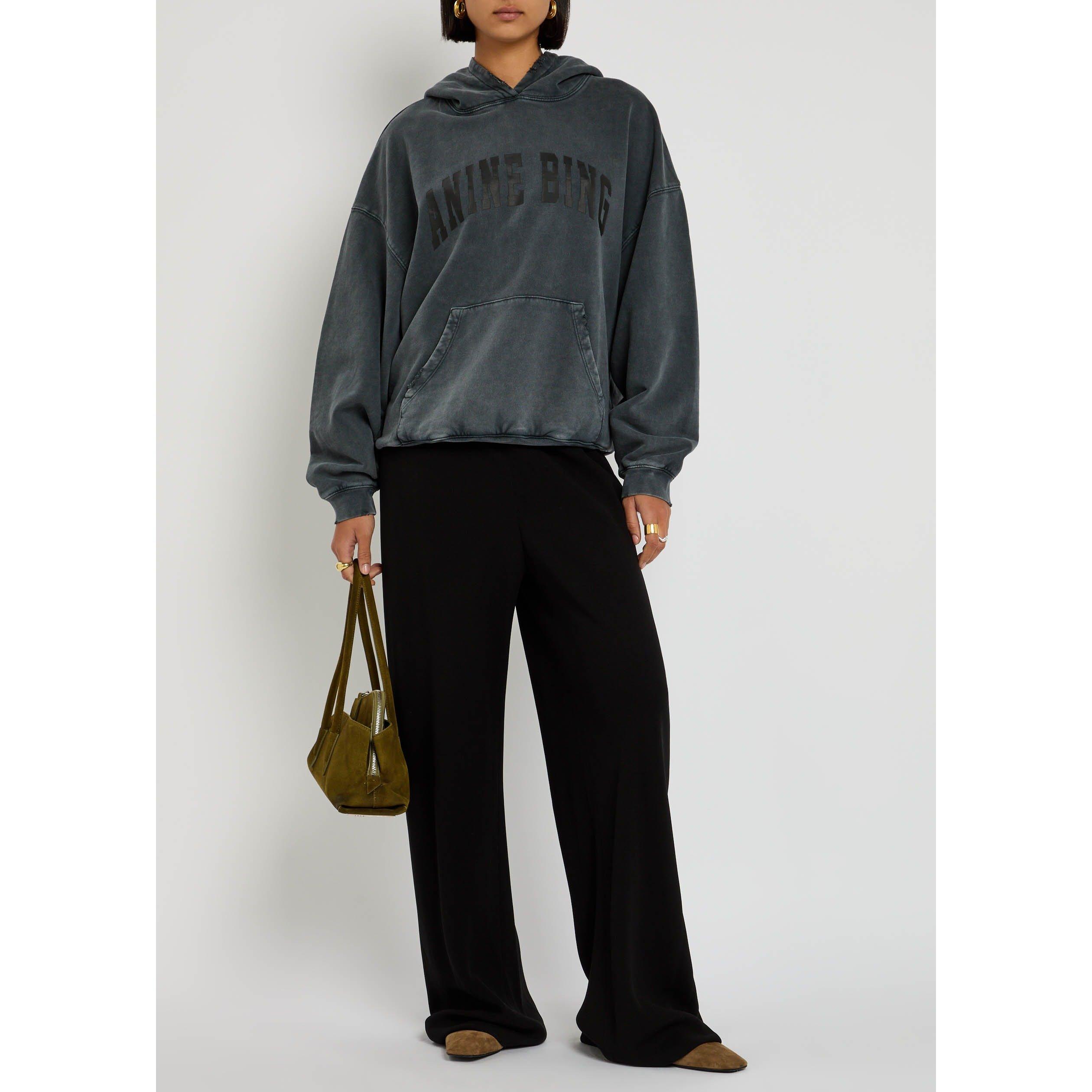 BLACK - Anine Bing - Women's Harvey Over the Head Cotton Oversized-Fit Hoodie - 5