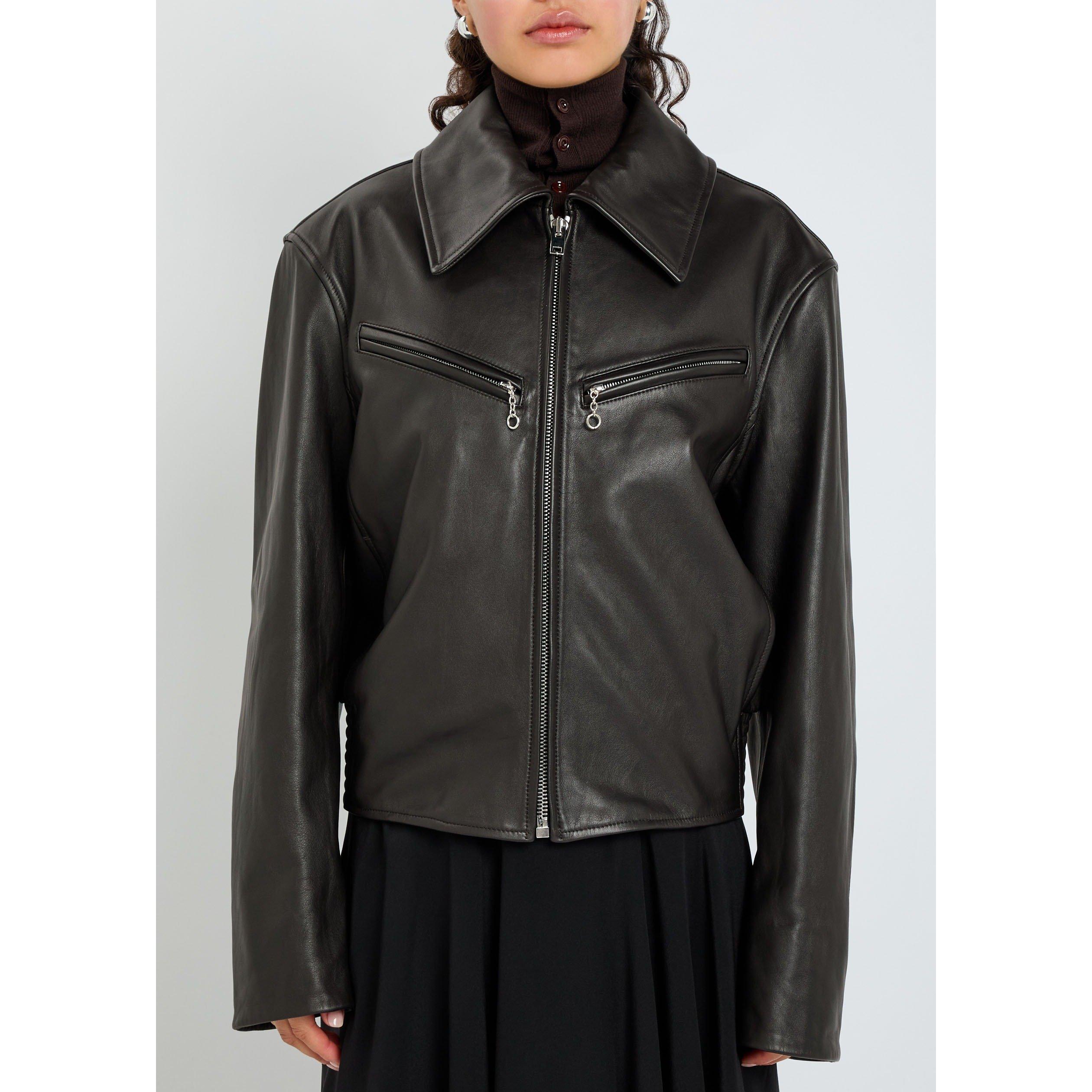 DARK BROWN - Lemaire - Women's Oversized-Fit Leather Jacket - 2