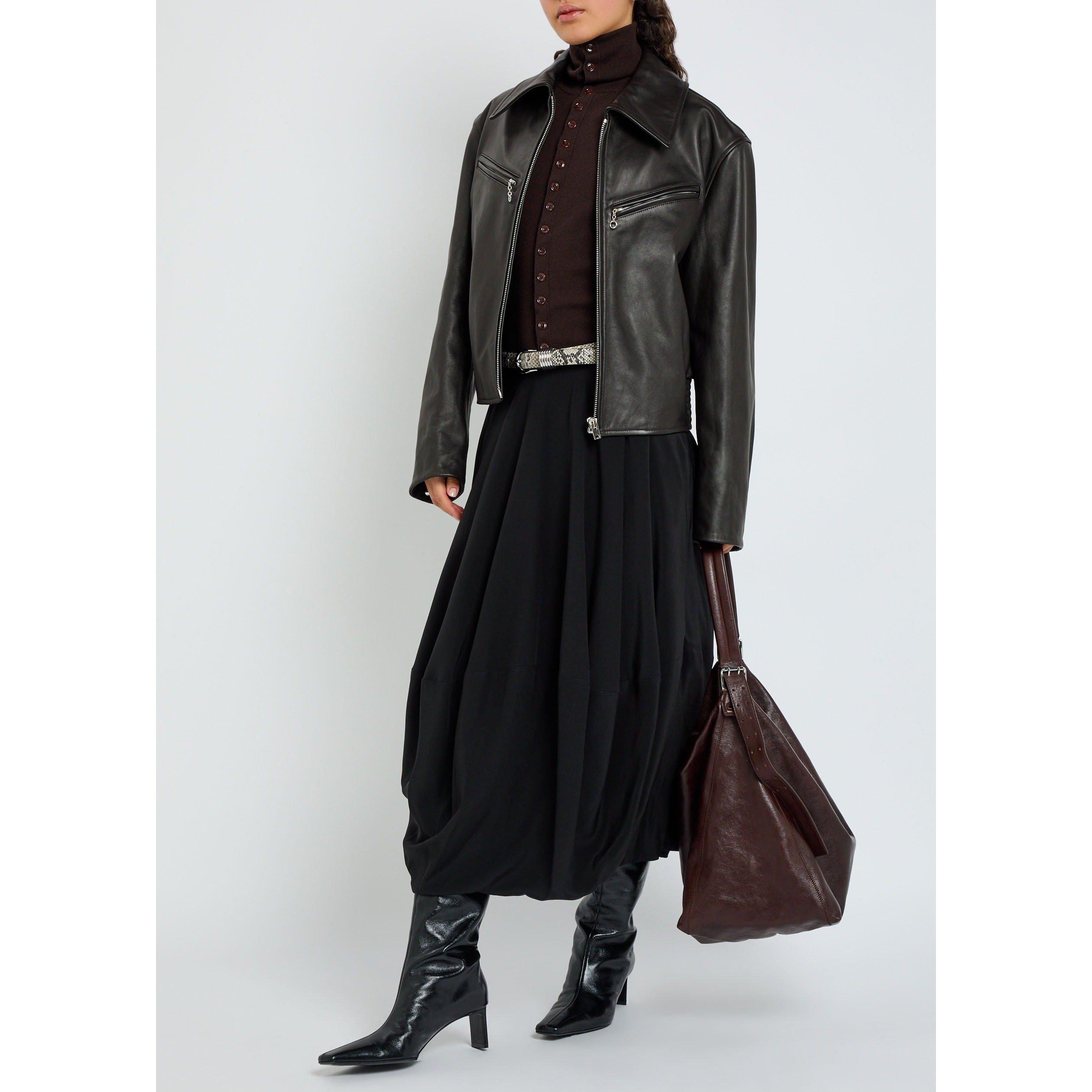 DARK BROWN - Lemaire - Women's Oversized-Fit Leather Jacket - 5