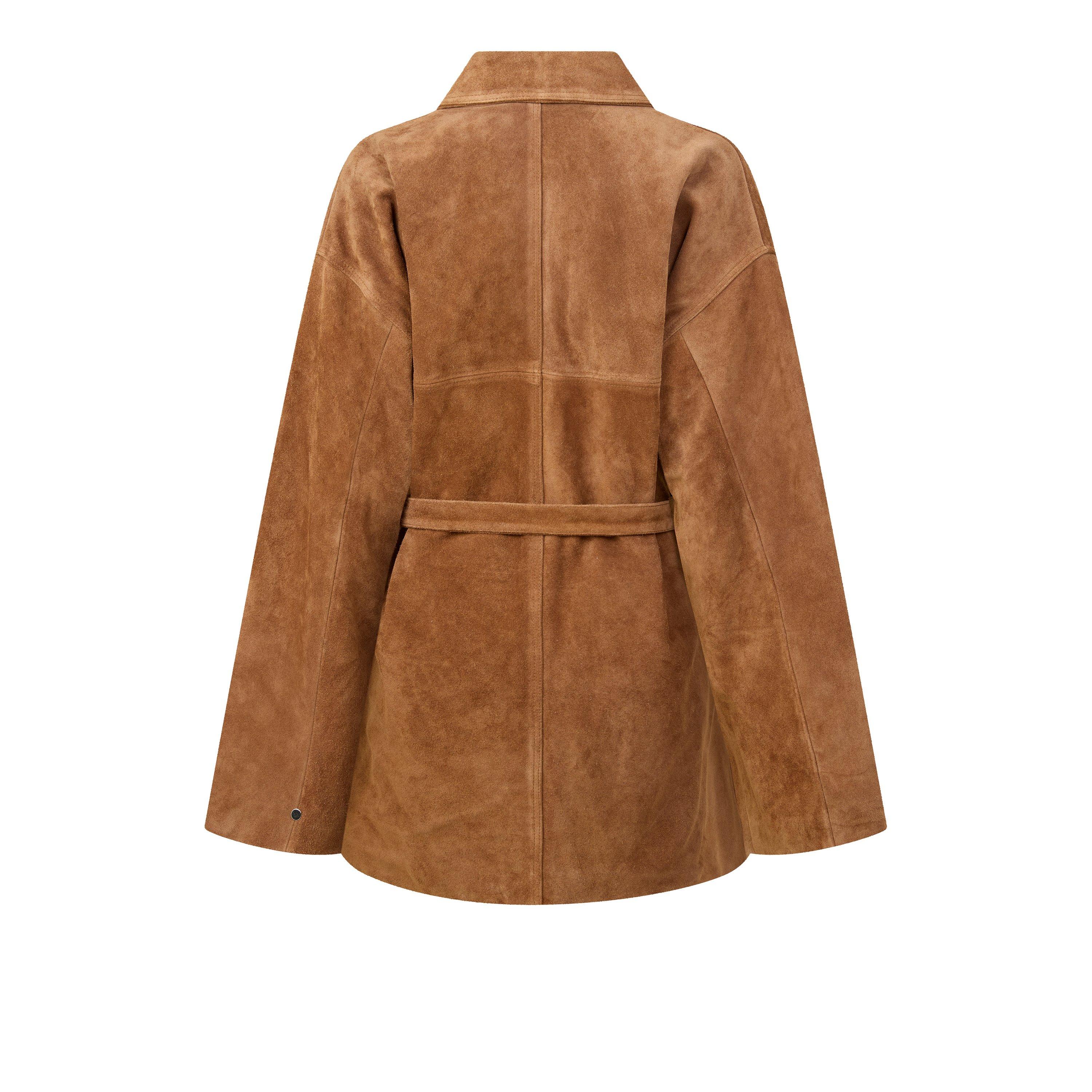 TAN - Arma - Women's J Cressida Gritty Suede Leather Jacket - 2