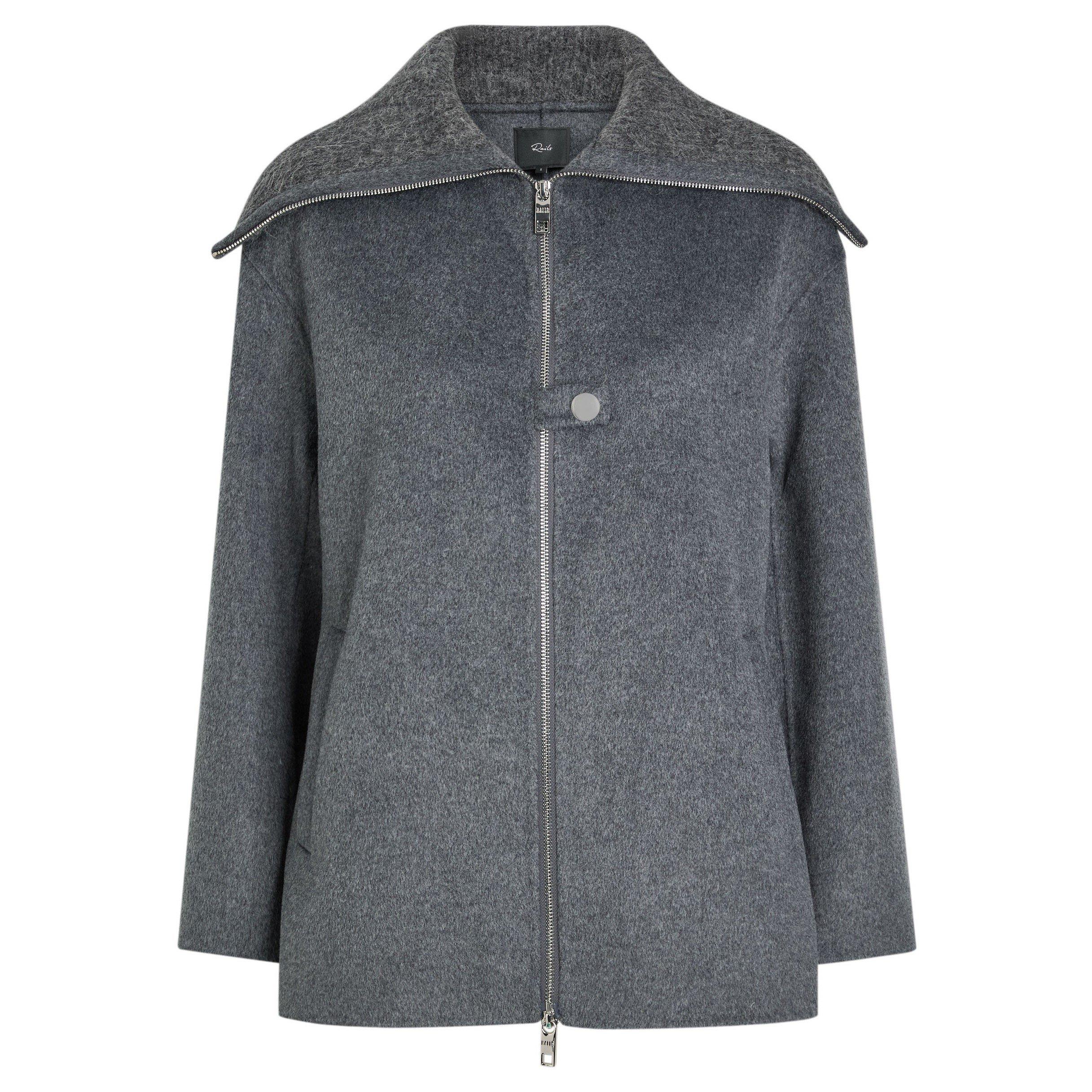 CHARCOAL - Rails - C SILVES ZIP KNIT COLLAR COAT