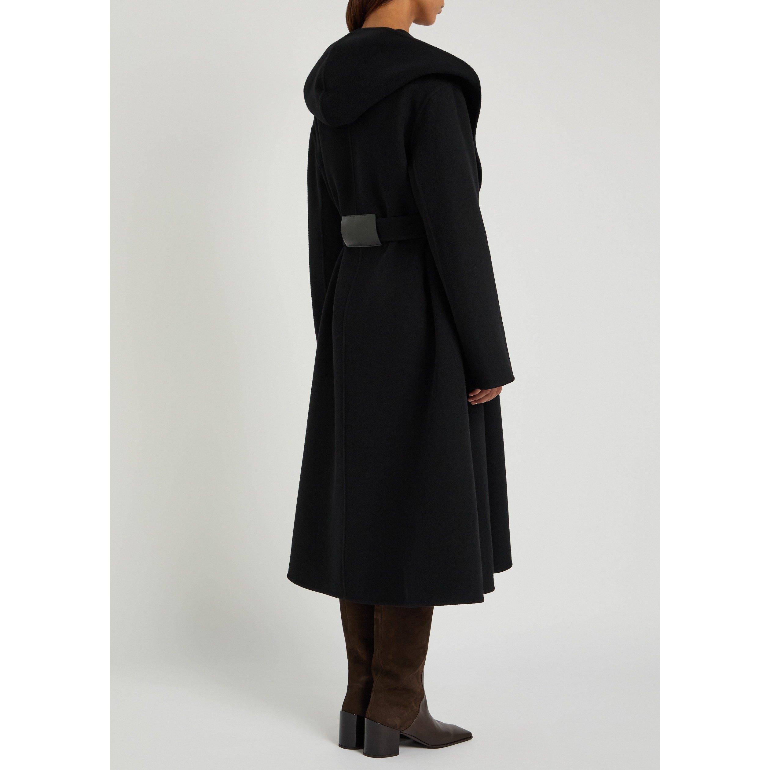 BLACK - Alaia - HOODED WRAP COAT - 3