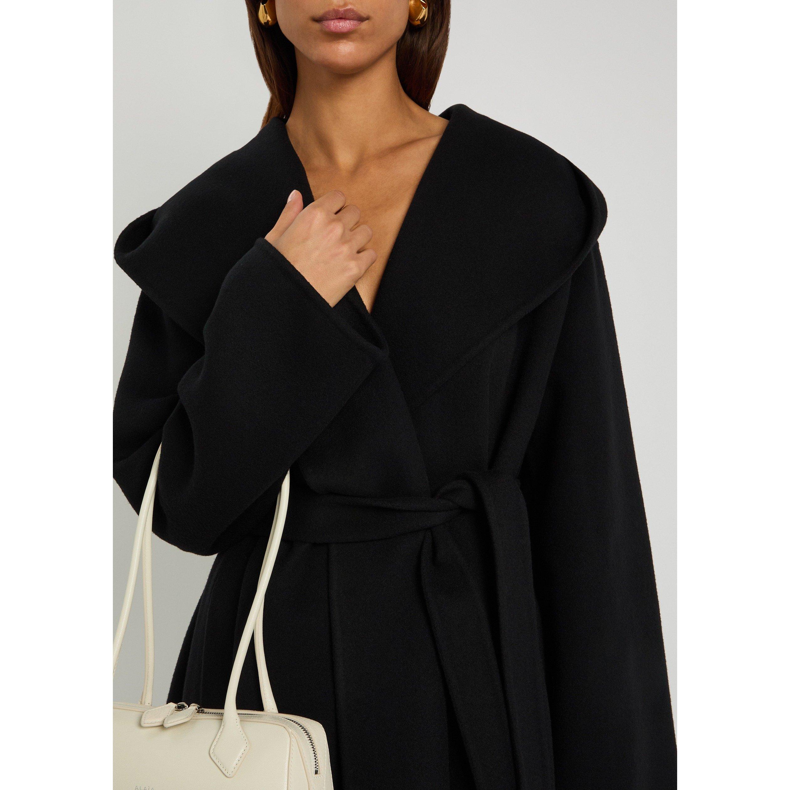 BLACK - Alaia - HOODED WRAP COAT - 4