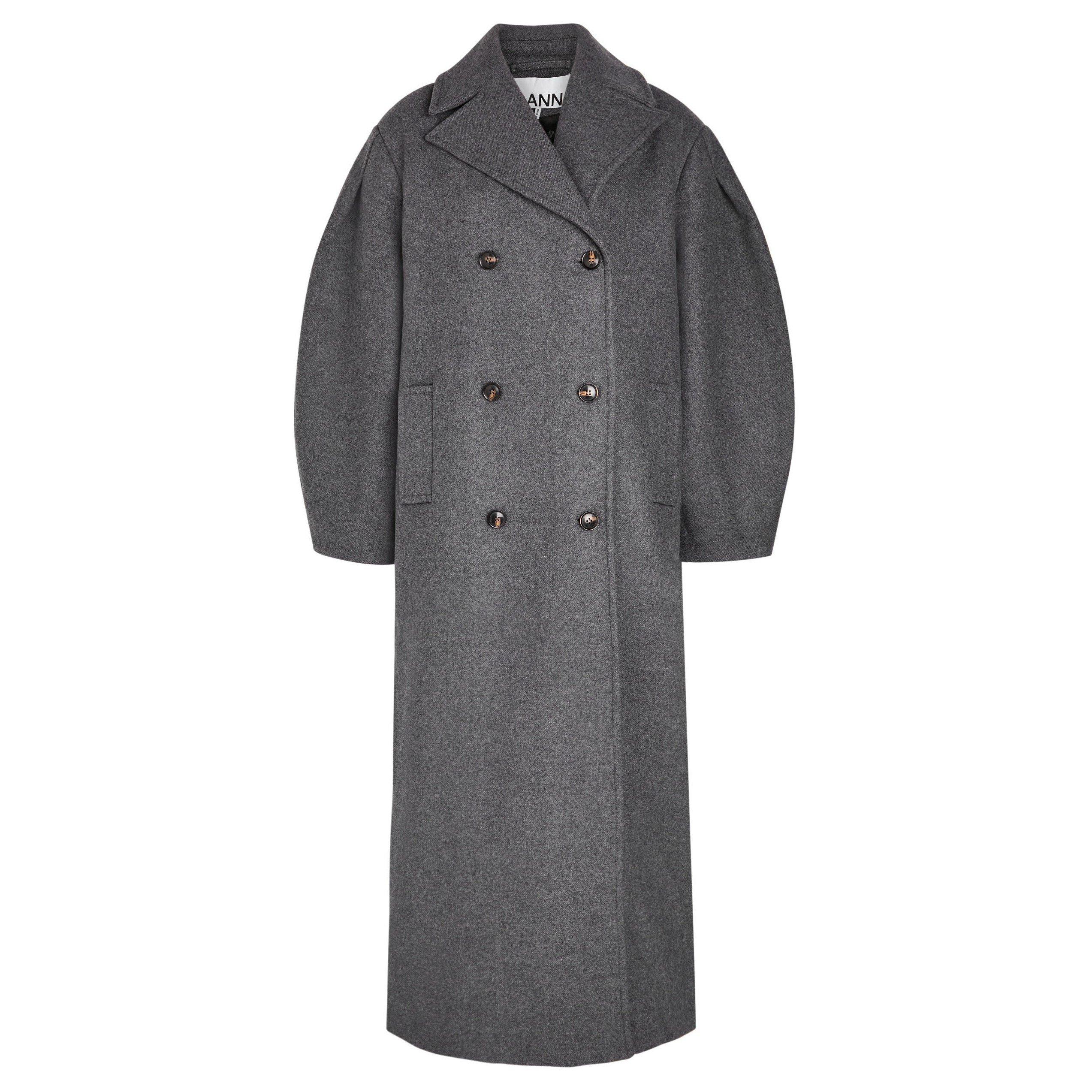 GREY - Ganni - C Peacoat Wool Long Coat