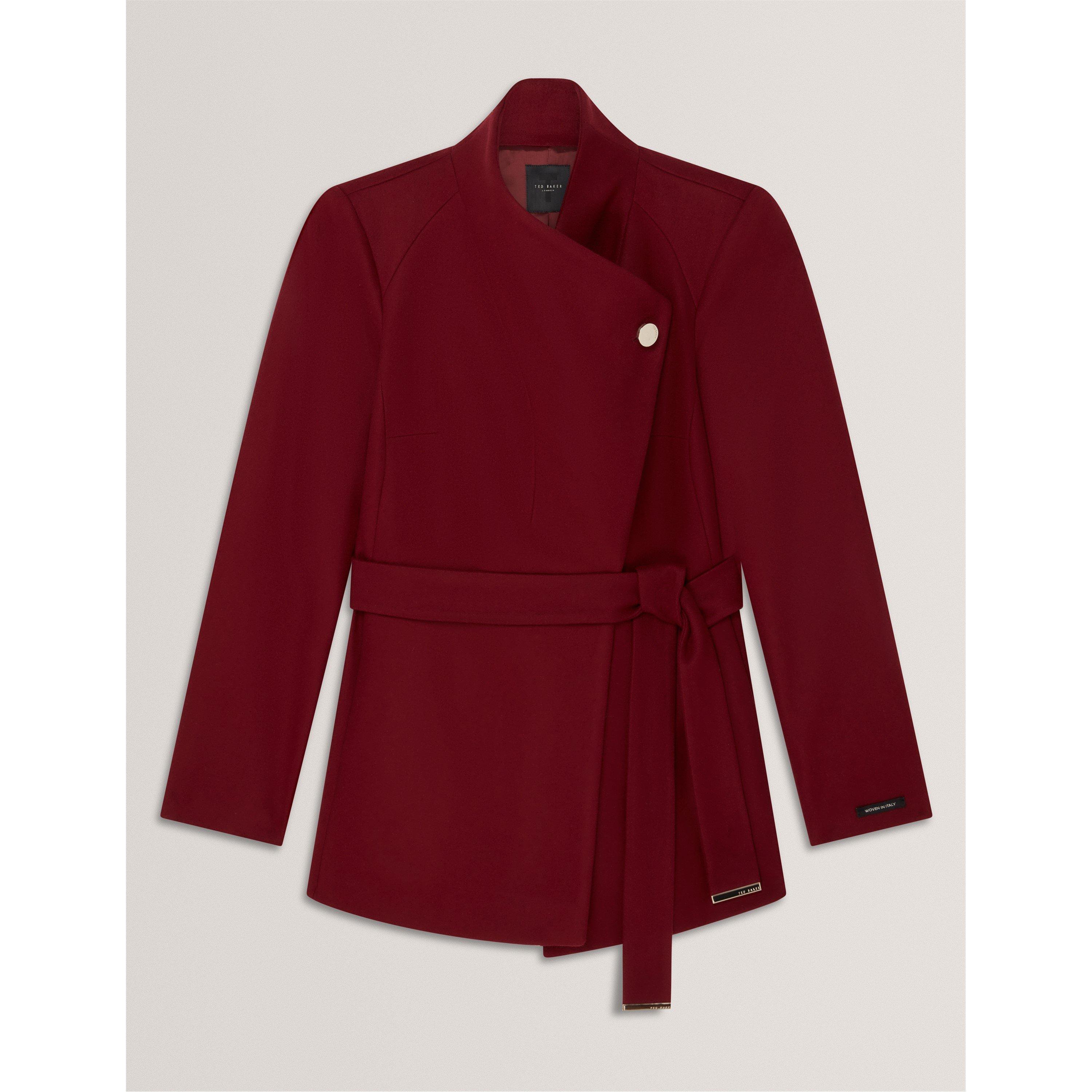 Ted Baker Women's Wool Short Belted Overcoat - Maroon - 10 (S)