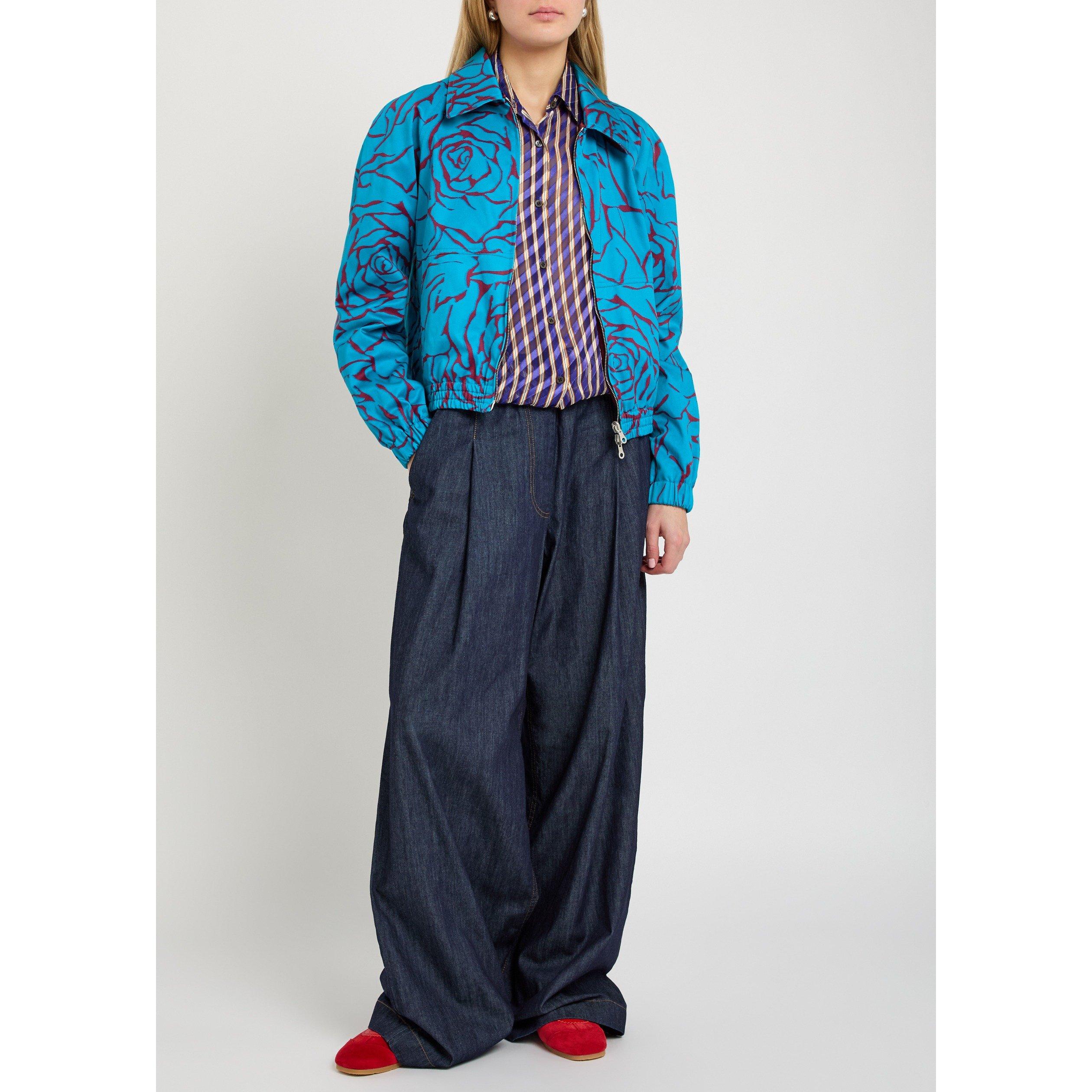 TURQUOISE - Dries Van Noten - Women's Viinnia Reversible Cotton Bomber Jacket - 6