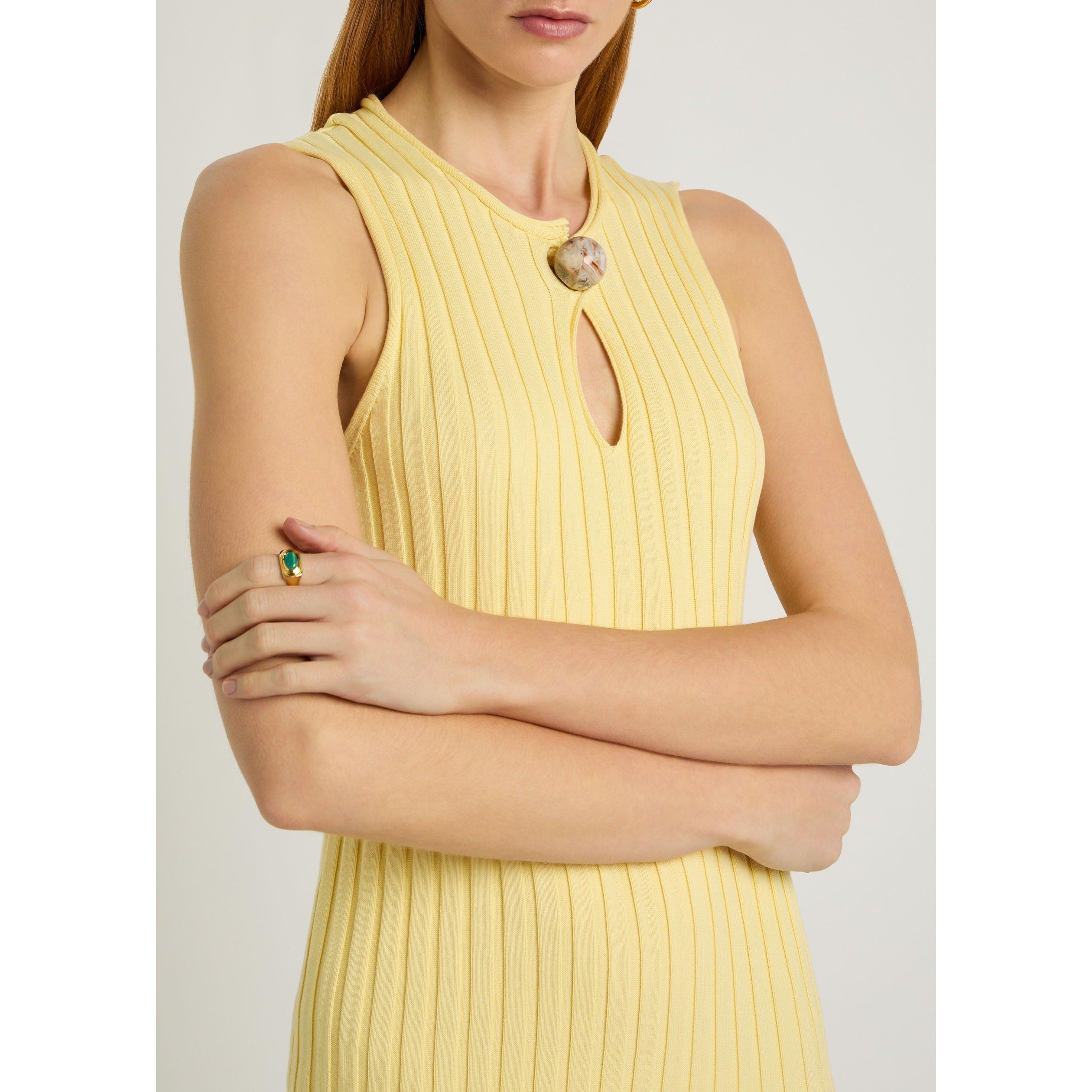 YELLOW - Stella McCartney - COTTON RIBBED DRESS - 4