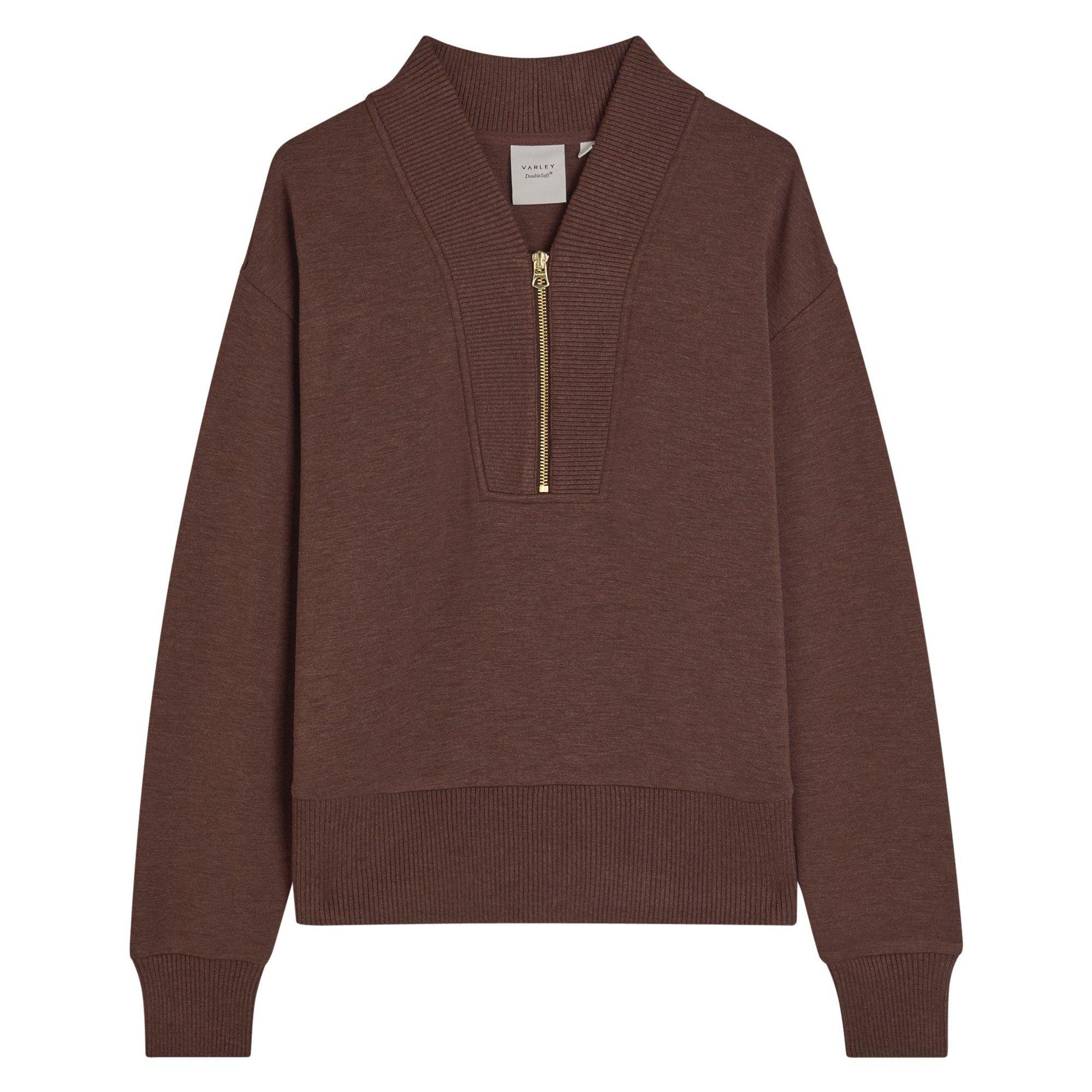 BROWN - Varley - SS SALLY HALF ZIP SWEAT