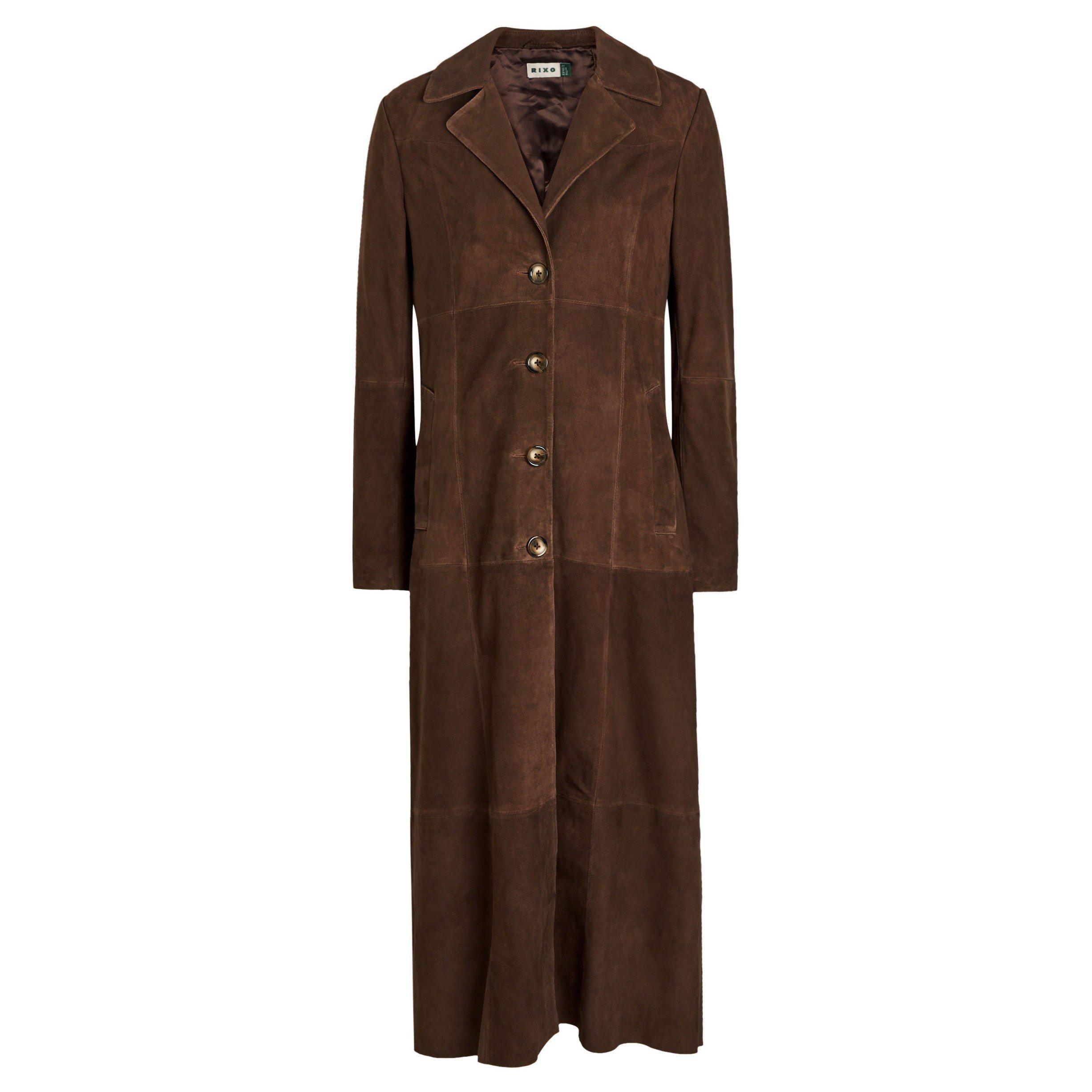 BROWN - RIXO - Women's Astraea Suede Overcoat - 1