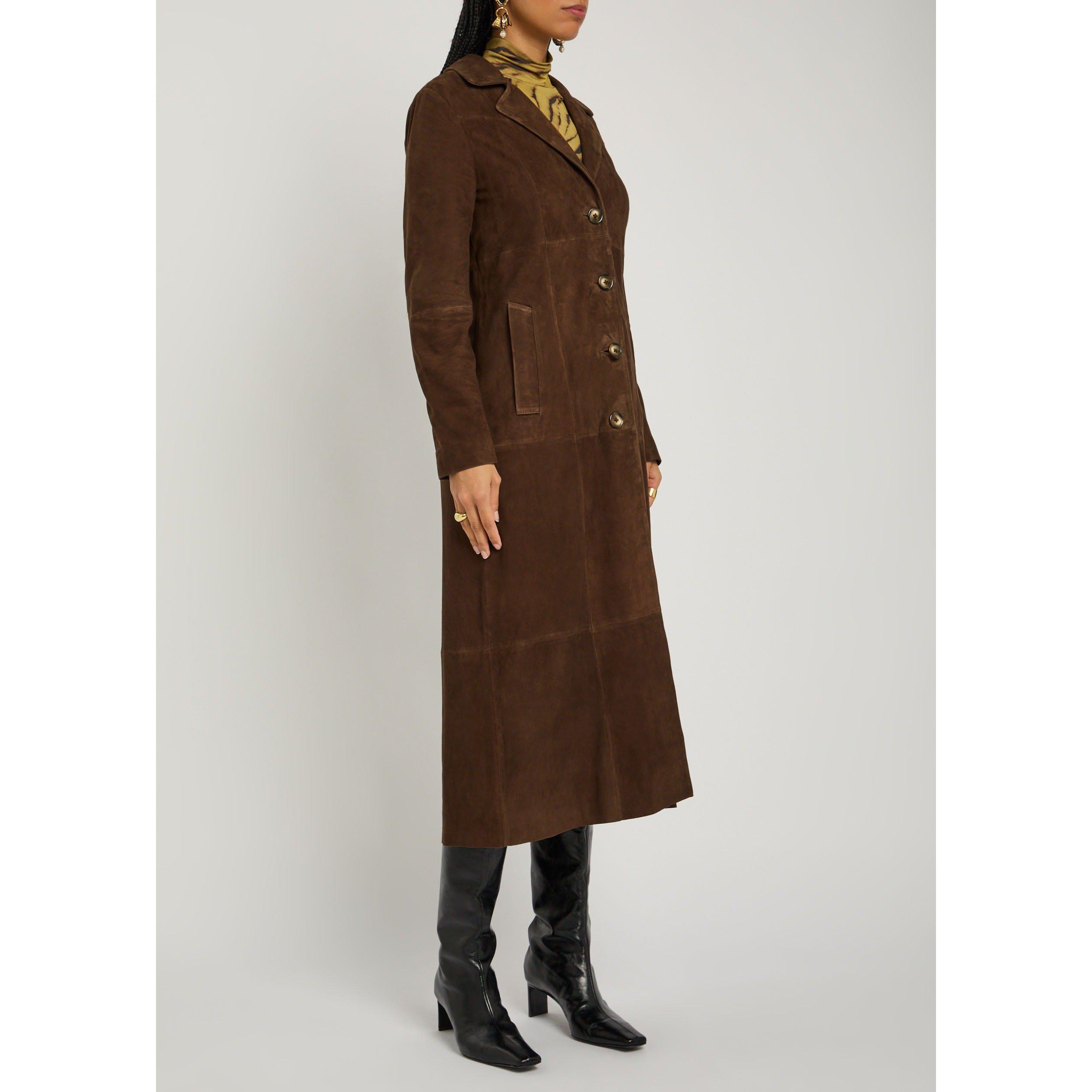 BROWN - RIXO - Women's Astraea Suede Overcoat - 2