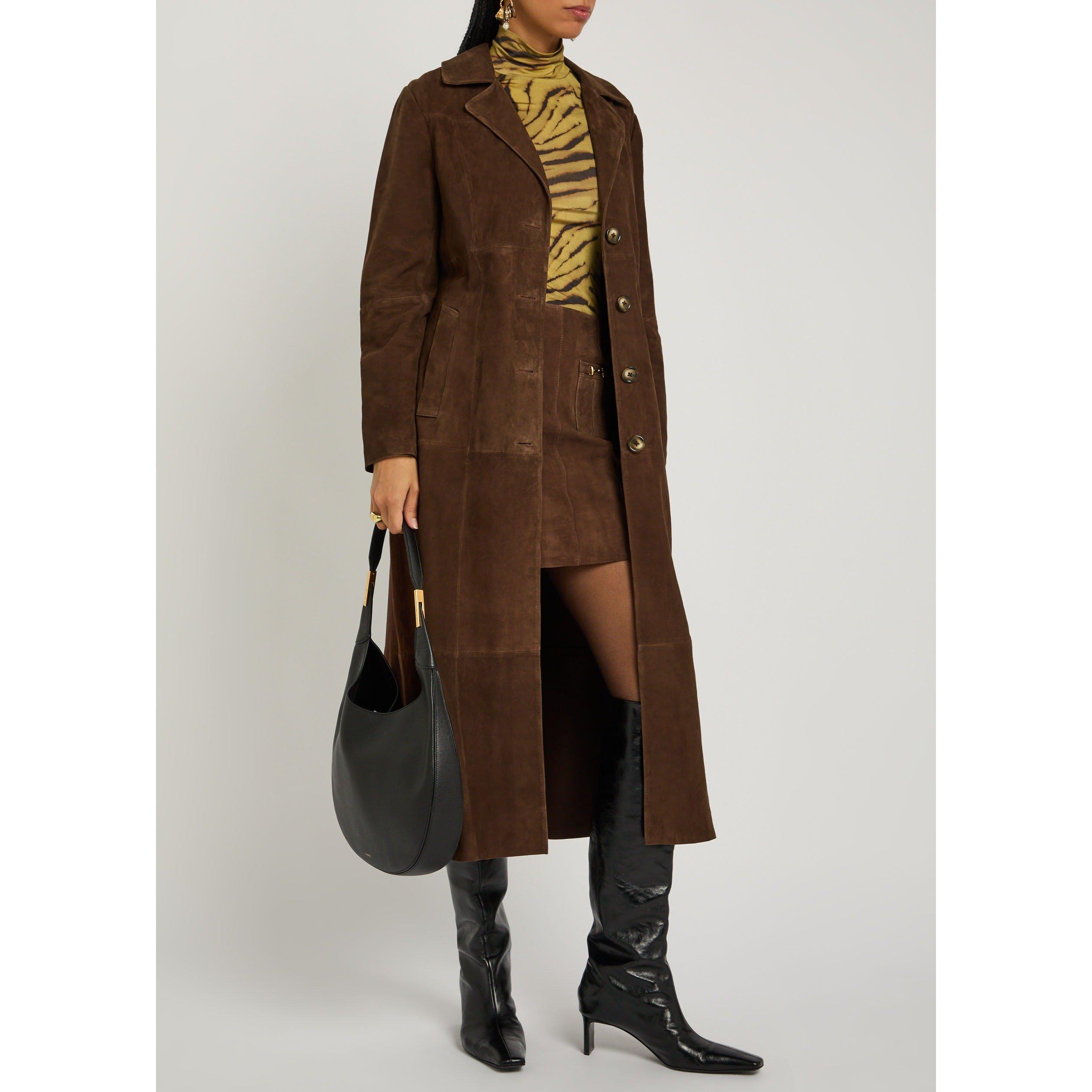BROWN - RIXO - Women's Astraea Suede Overcoat - 4
