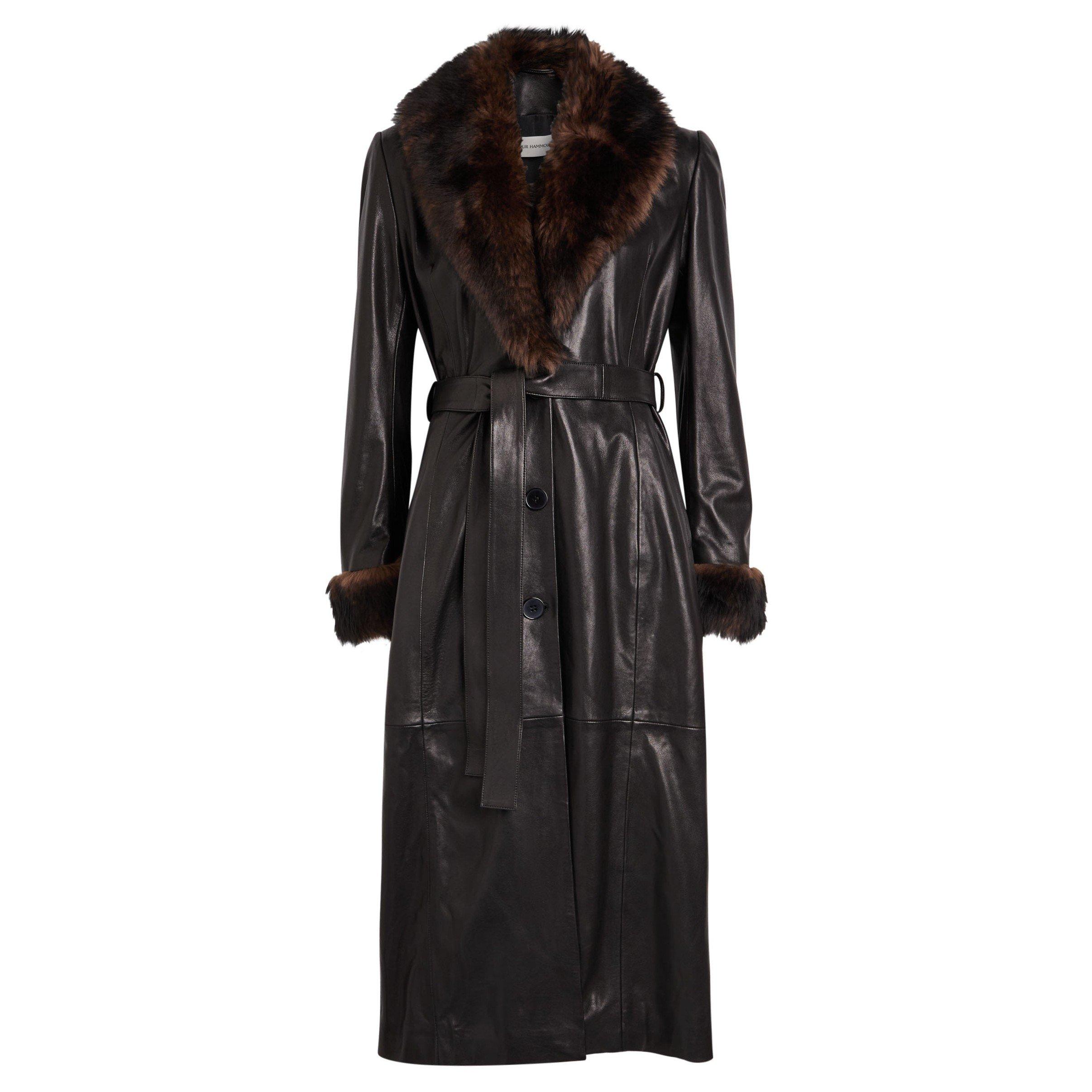 BLACK - Nour Hammour - Women's Baez Trim Leather Trench Coat - 1