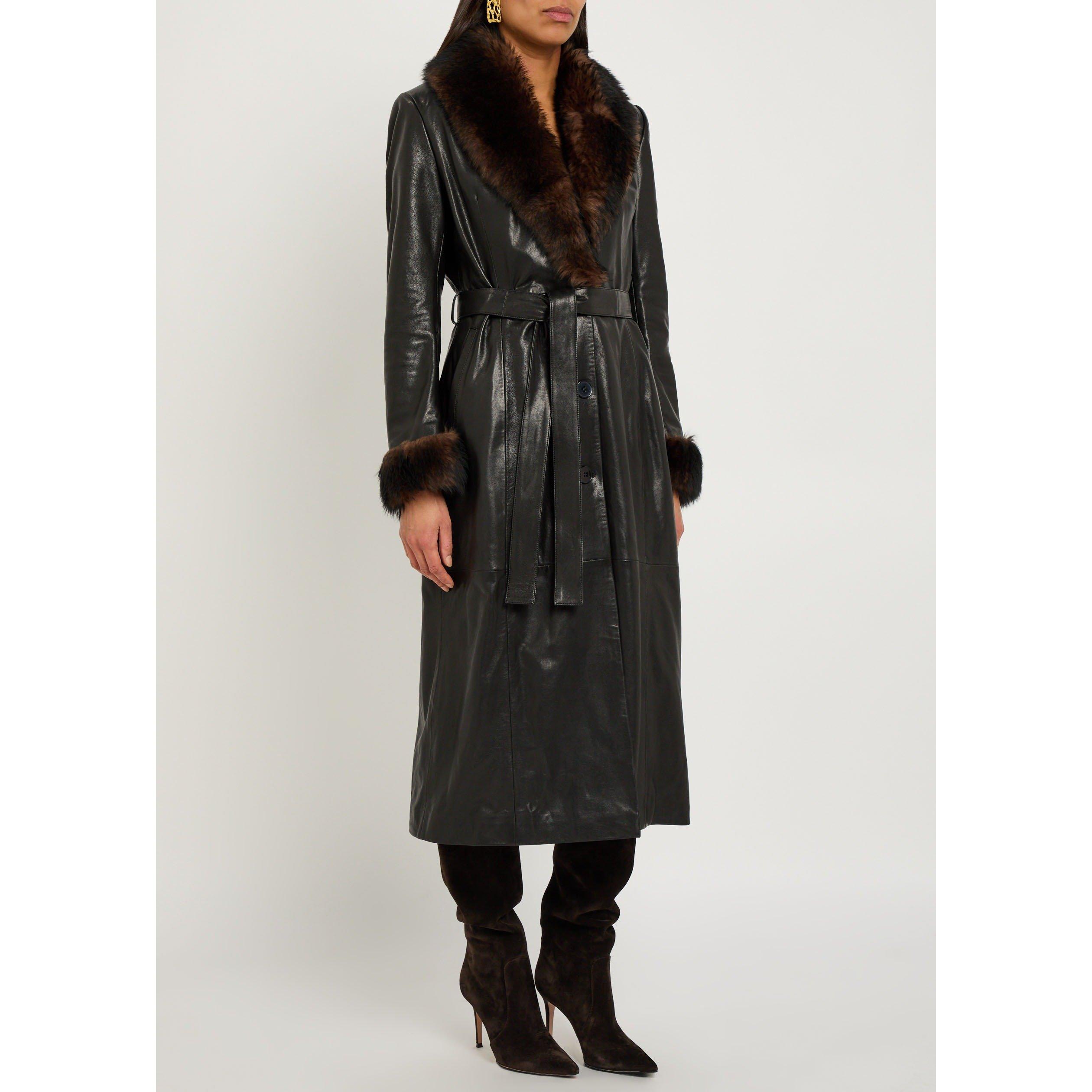 BLACK - Nour Hammour - Women's Baez Trim Leather Trench Coat - 2