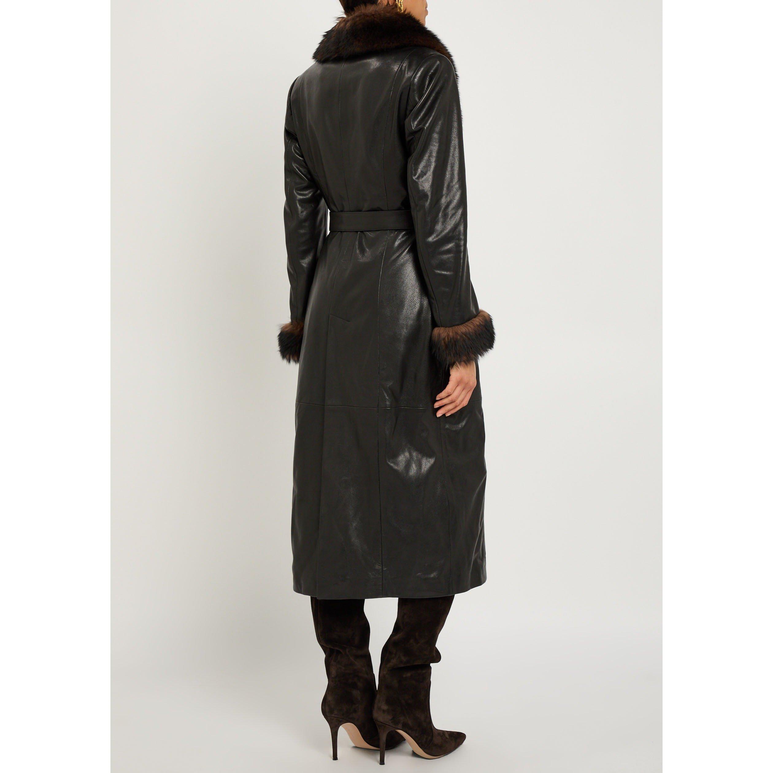 BLACK - Nour Hammour - Women's Baez Trim Leather Trench Coat - 3