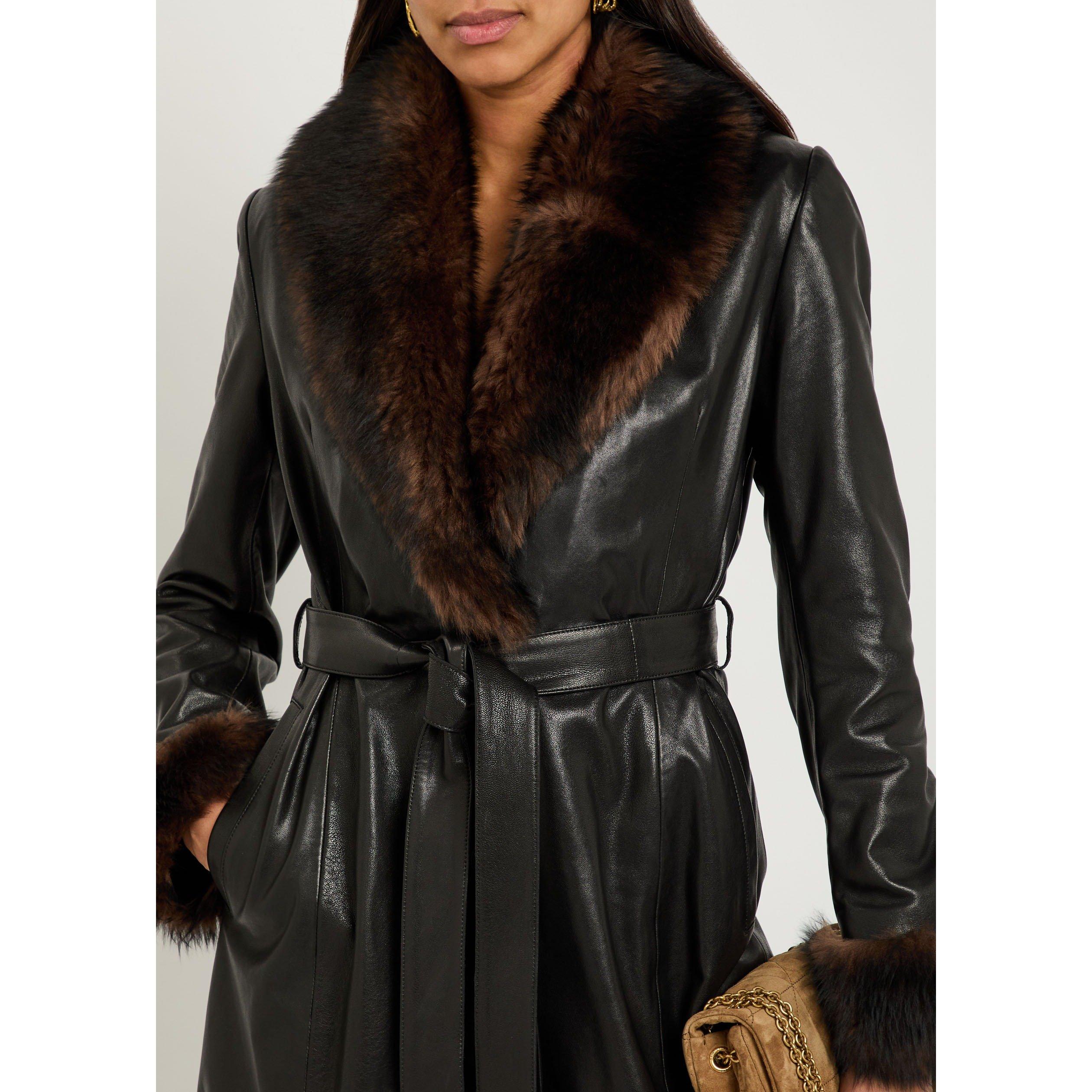 BLACK - Nour Hammour - Women's Baez Trim Leather Trench Coat - 4