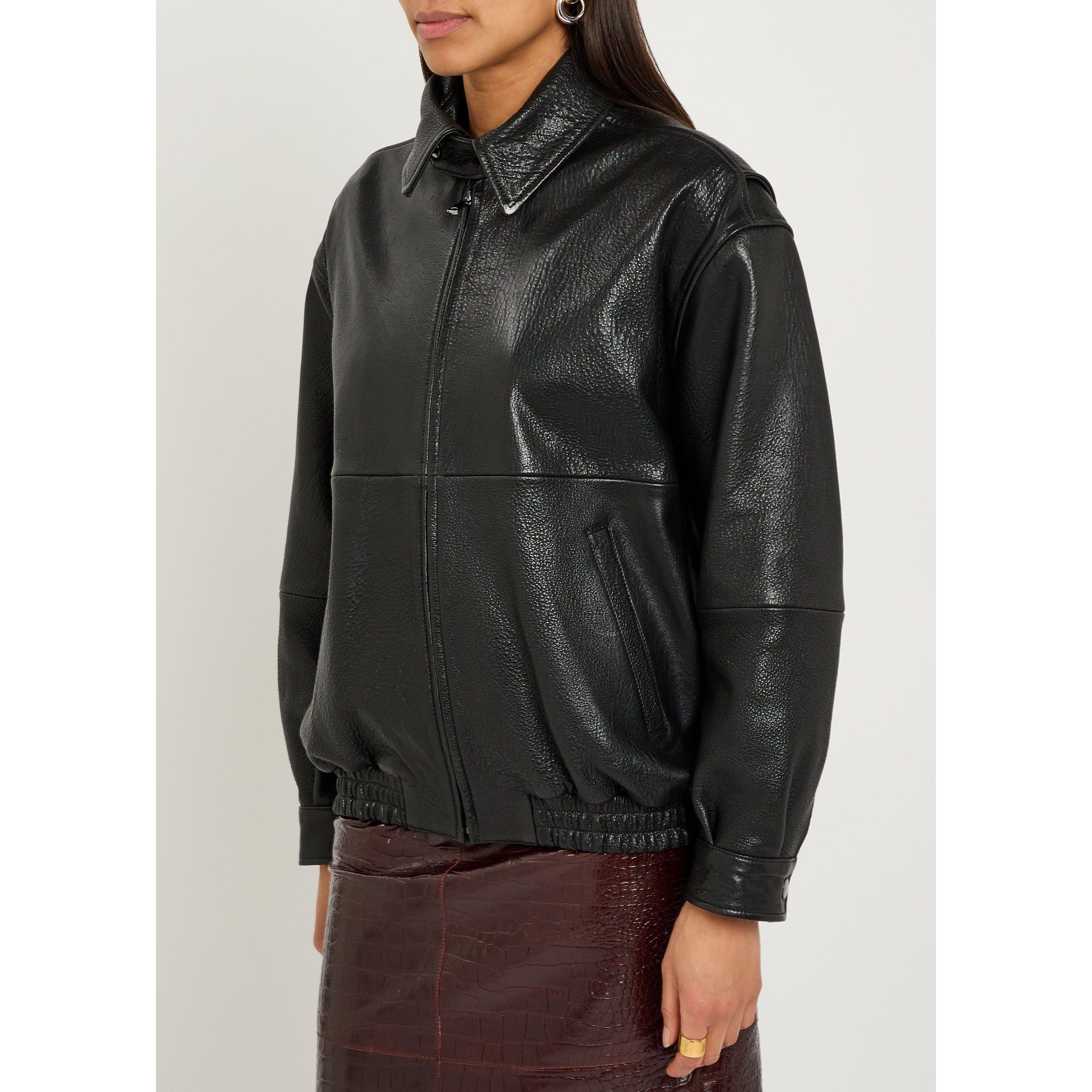 BLACK - Nour Hammour - Women's J Doran Oversized-Fit Leather Jacket - 2