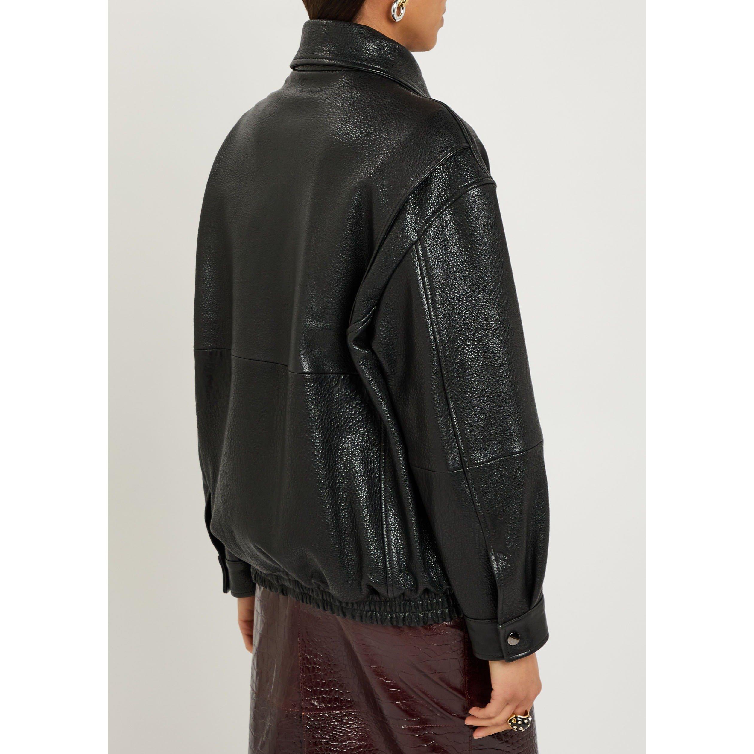 BLACK - Nour Hammour - Women's J Doran Oversized-Fit Leather Jacket - 3