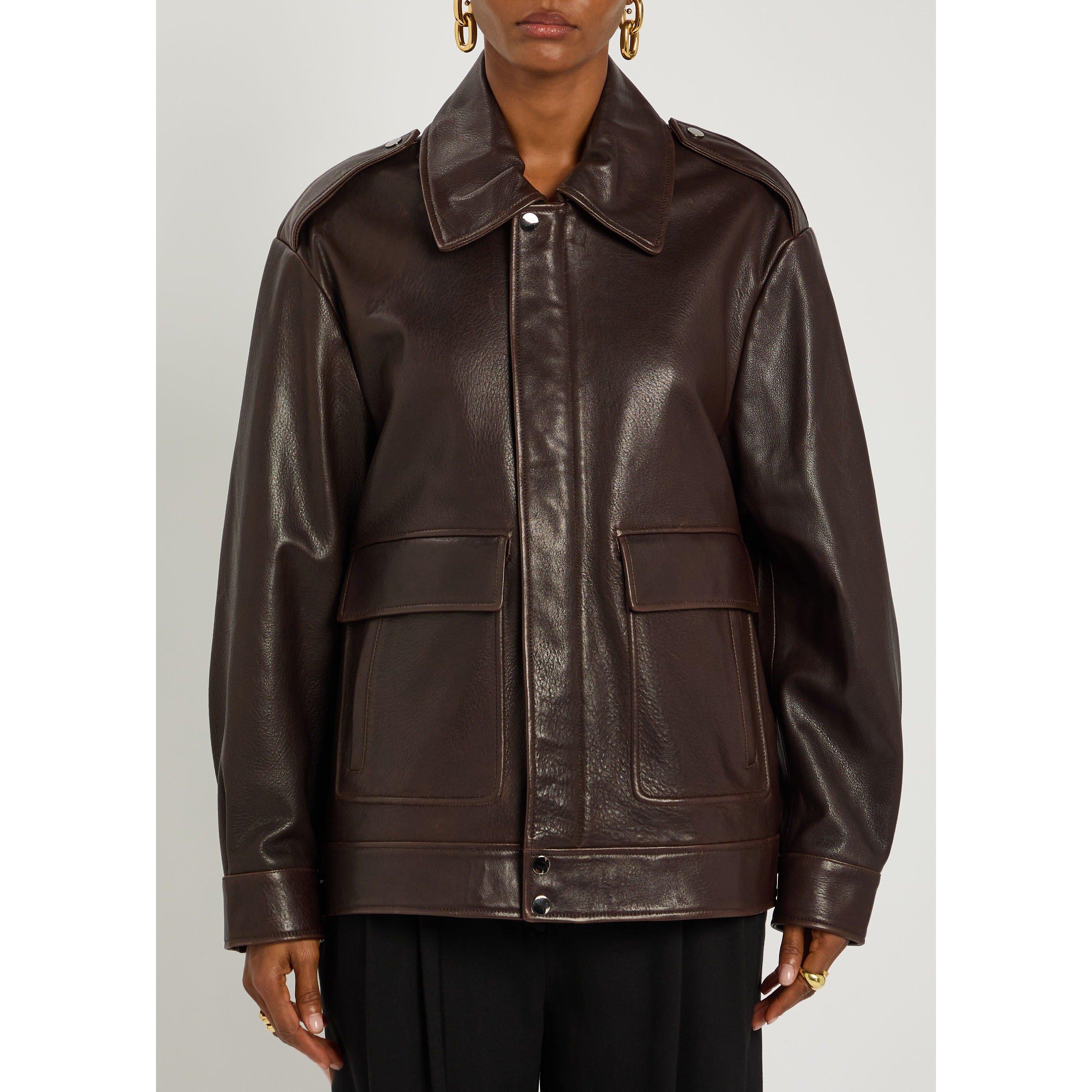 DARK BROWN - Nour Hammour - J DREY IT GIRL LEATHER BOMBER - 2