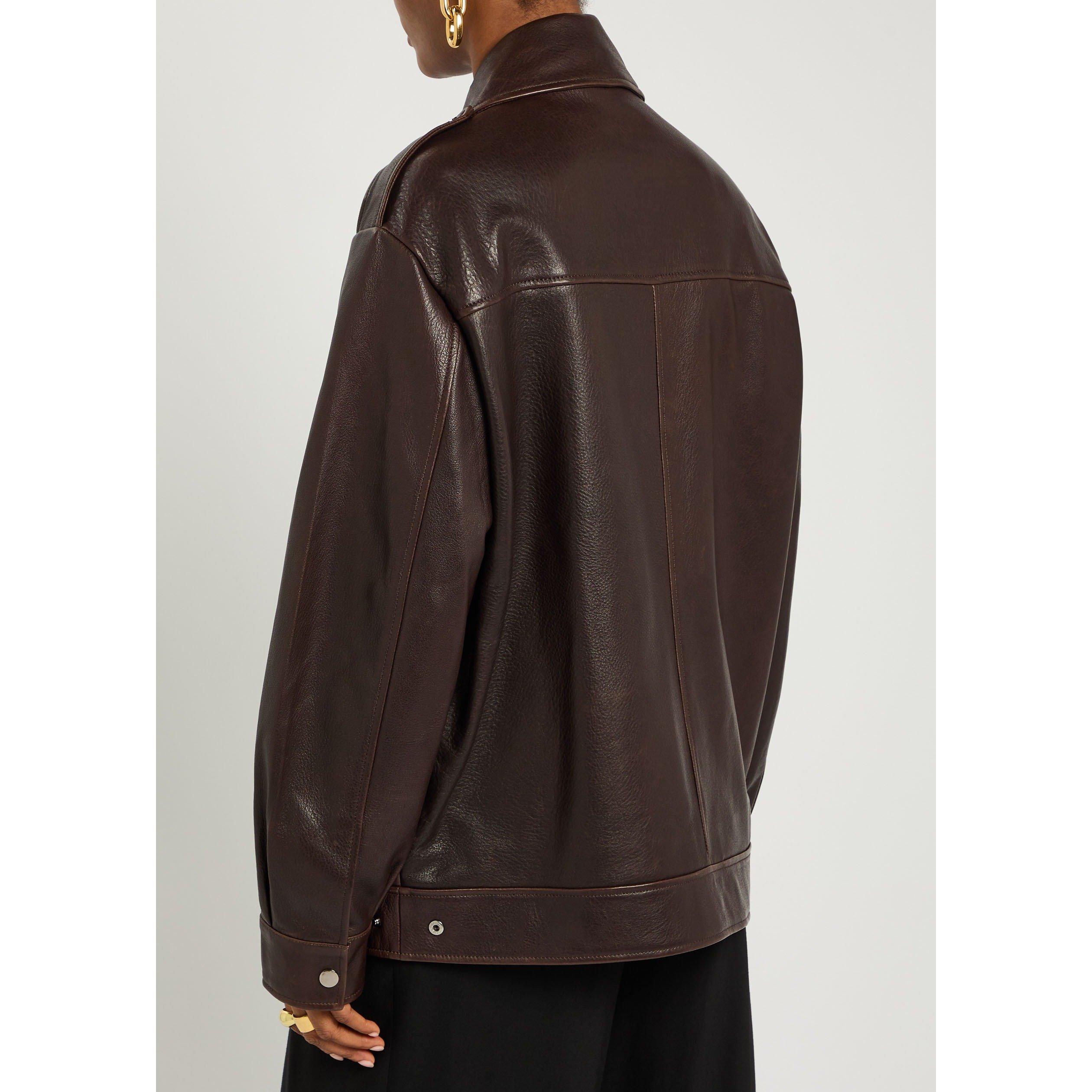 DARK BROWN - Nour Hammour - J DREY IT GIRL LEATHER BOMBER - 3