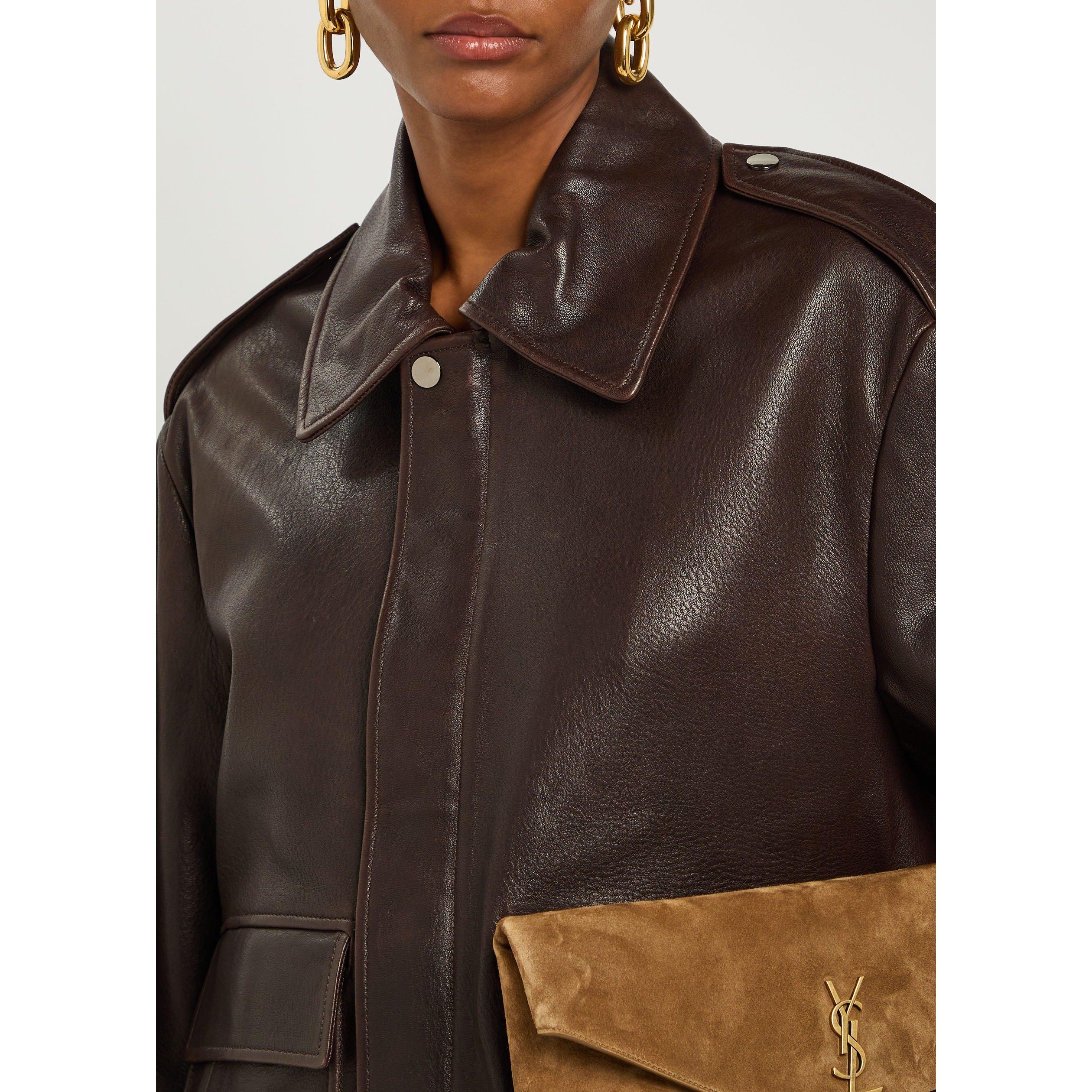 DARK BROWN - Nour Hammour - J DREY IT GIRL LEATHER BOMBER - 4