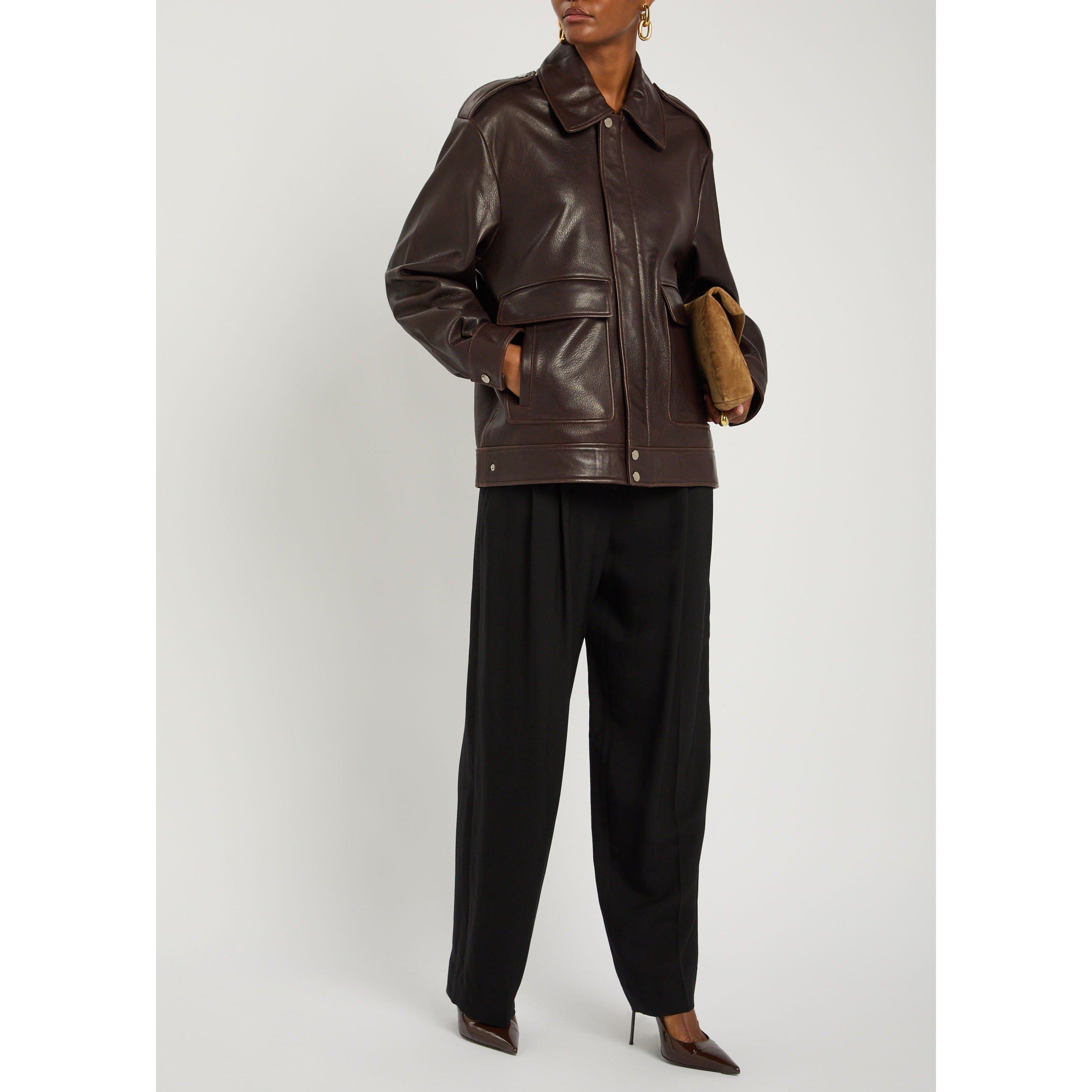 DARK BROWN - Nour Hammour - J DREY IT GIRL LEATHER BOMBER - 5