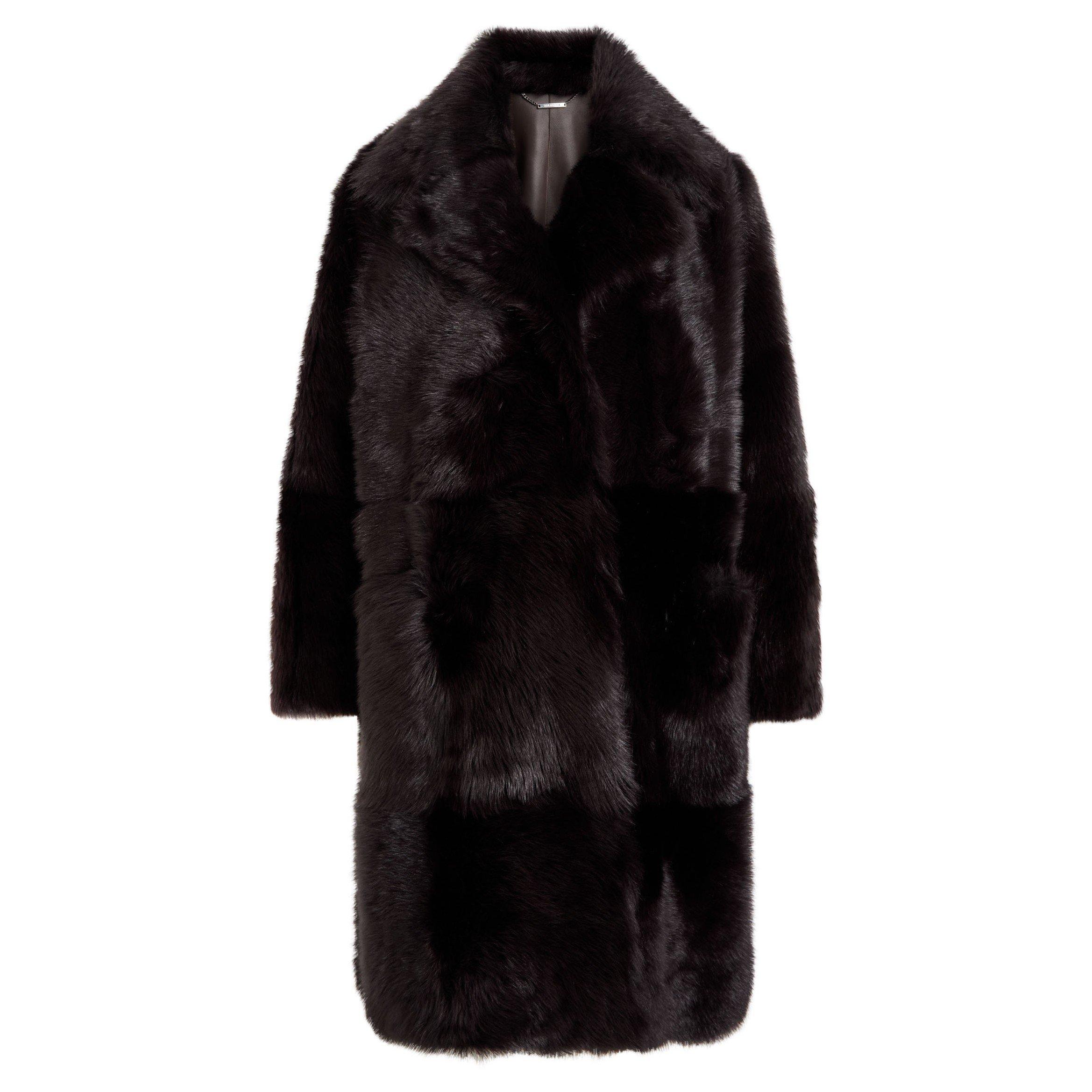DARK BROWN - Nour Hammour - C EVITA RELAXED SHEARLING COAT - 1