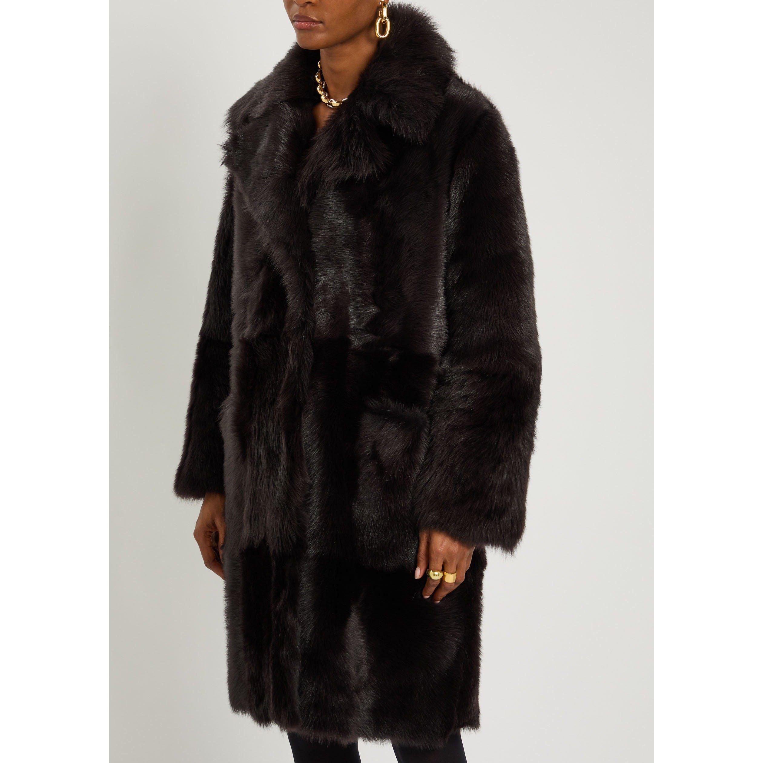 DARK BROWN - Nour Hammour - C EVITA RELAXED SHEARLING COAT - 2