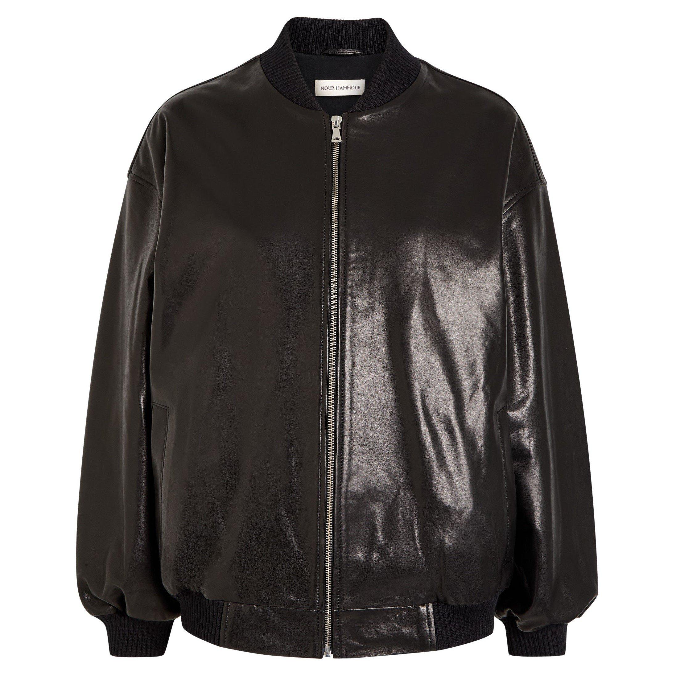 BLACK - Nour Hammour - J MARLY LONG DB LEATHER JKT - 1