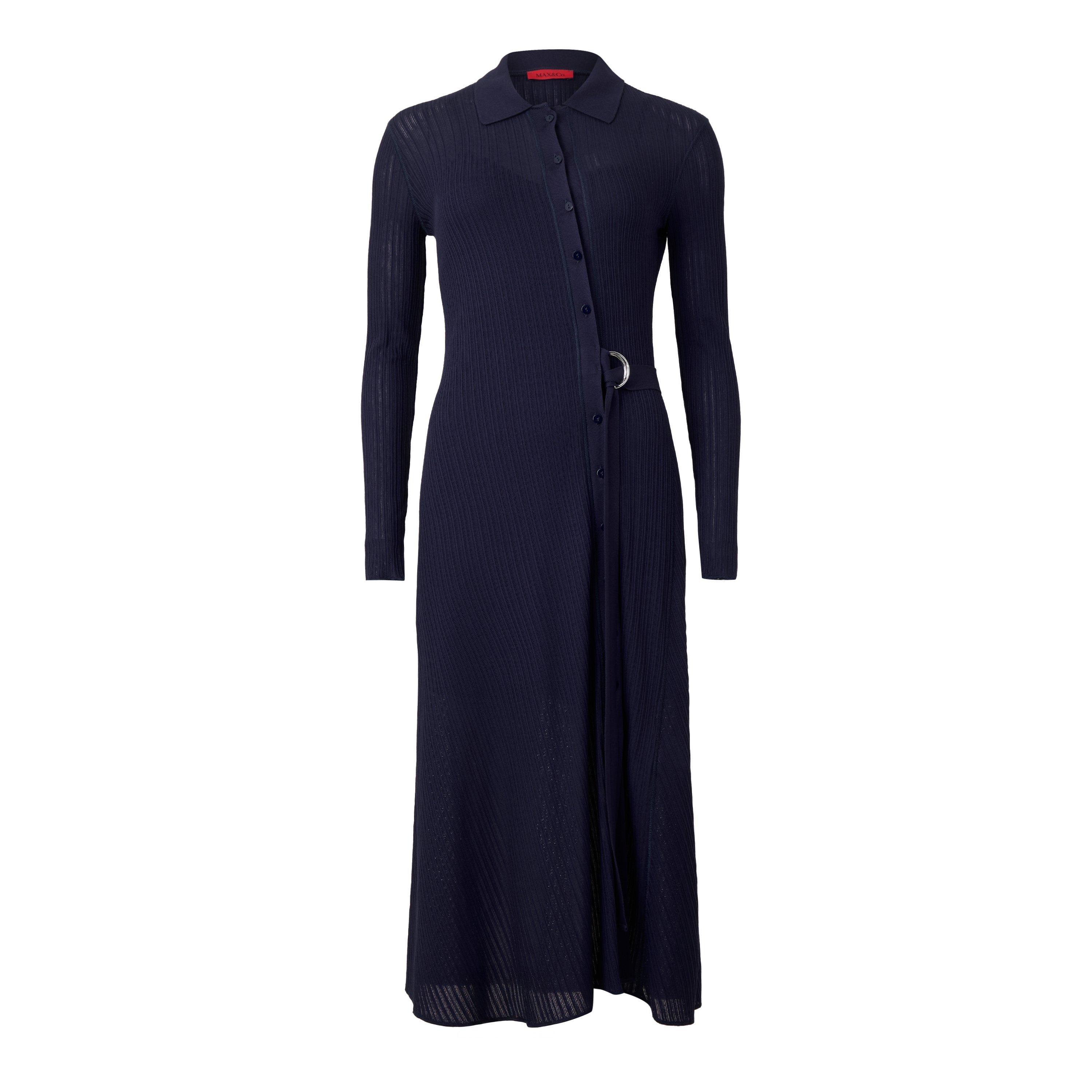 NAVY - Max and Co - Women's Mcogettito Button-Up Cotton Shirt-Collar Midi Jumper Dress - 1