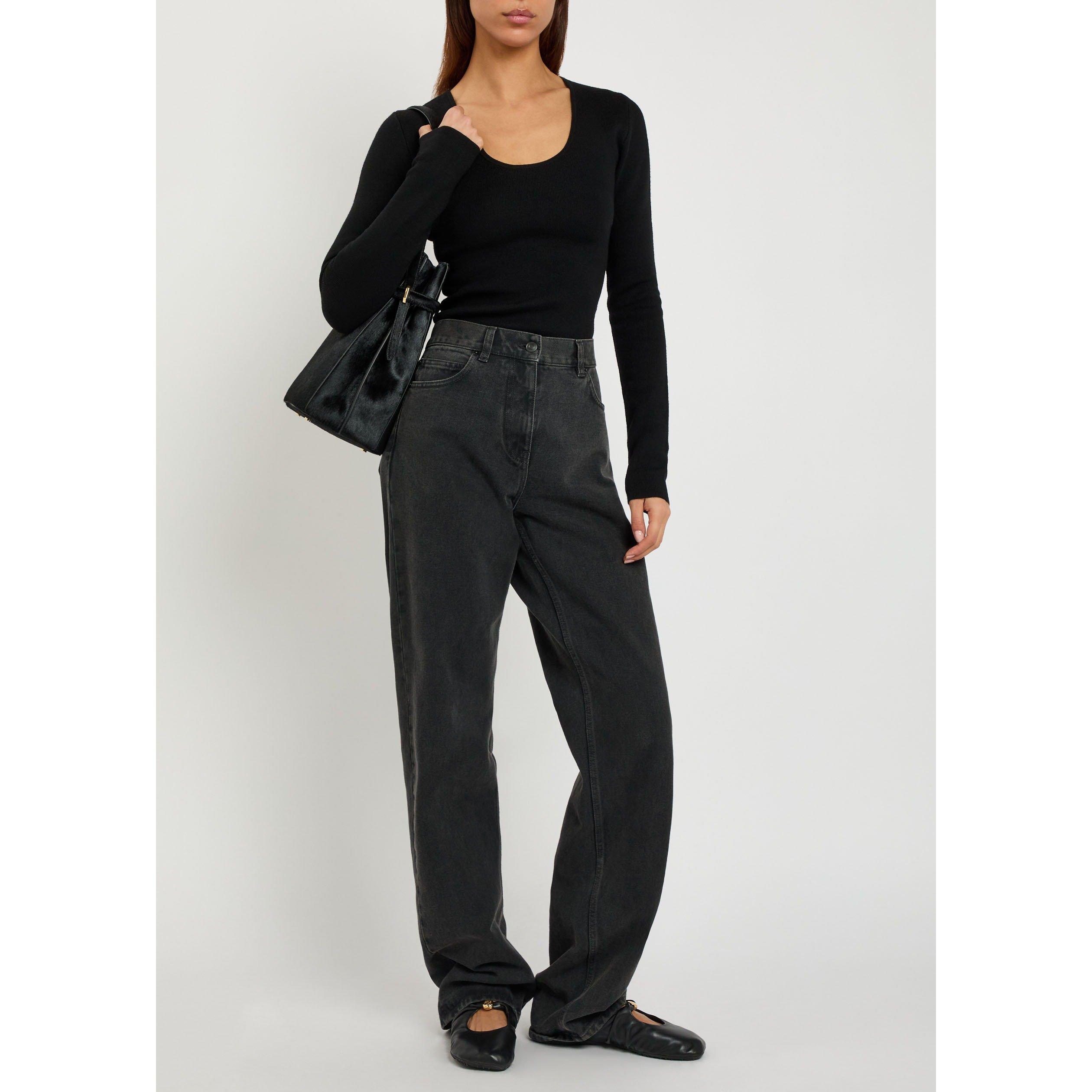 BLACK - Toteme - MERINO KNIT TOP - 5