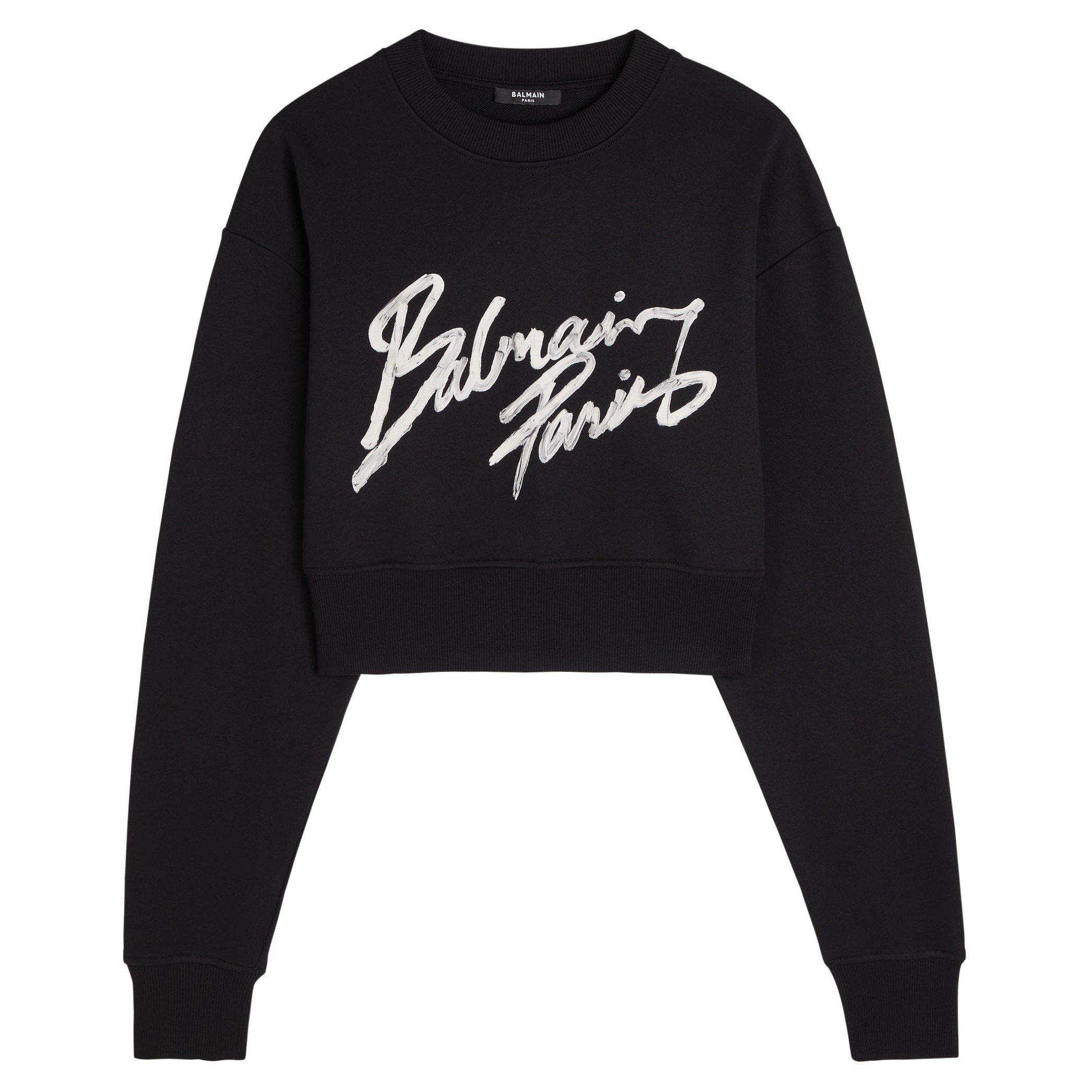 BLACK AND WHITE - Balmain - BALMAIN PARIS CROPPED SWEATER