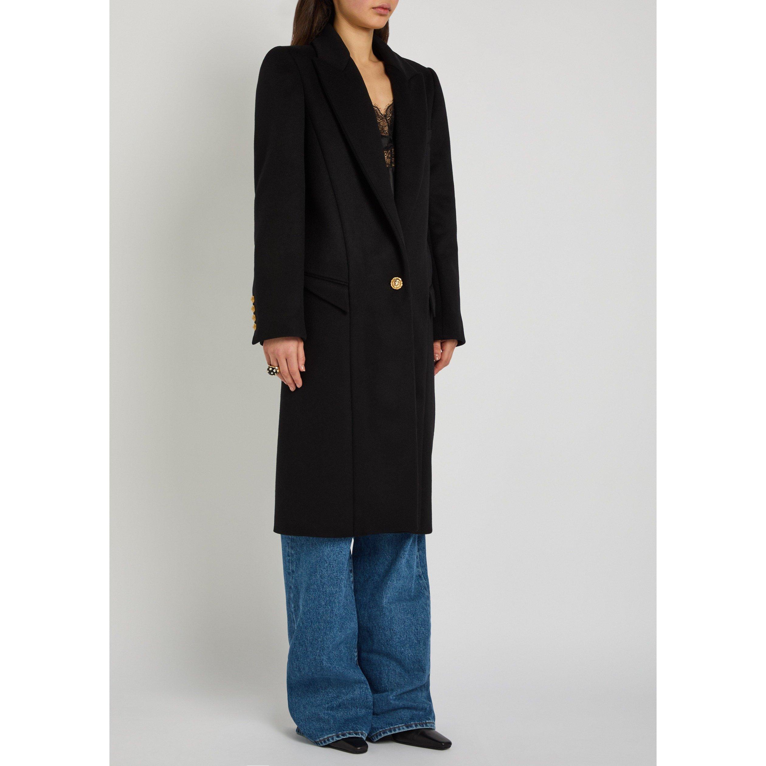 BLACK - Balmain - 1 BUTTON WOOL LONG COAT - 2