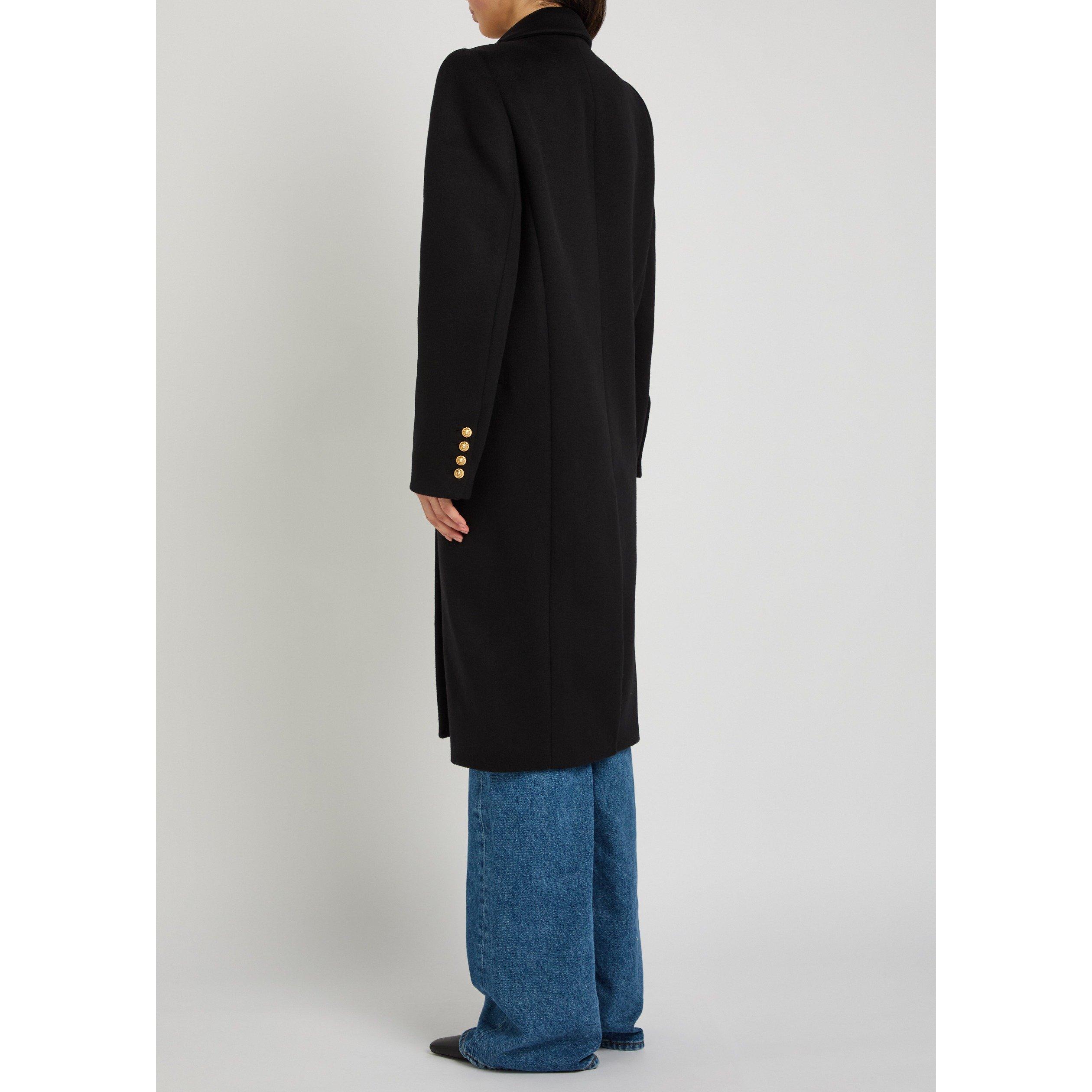 BLACK - Balmain - 1 BUTTON WOOL LONG COAT - 3