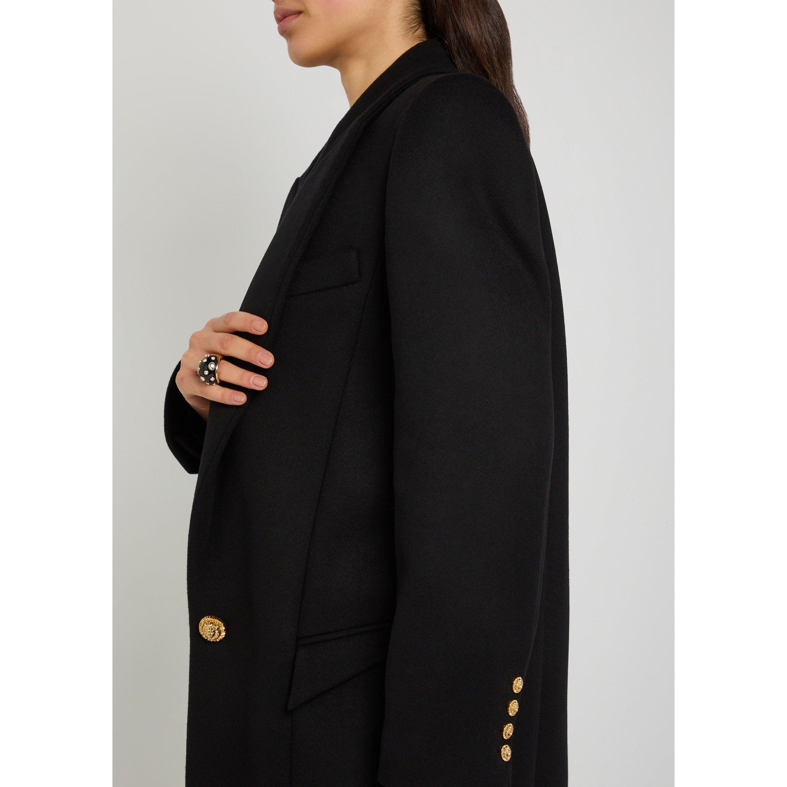 BLACK - Balmain - 1 BUTTON WOOL LONG COAT - 4