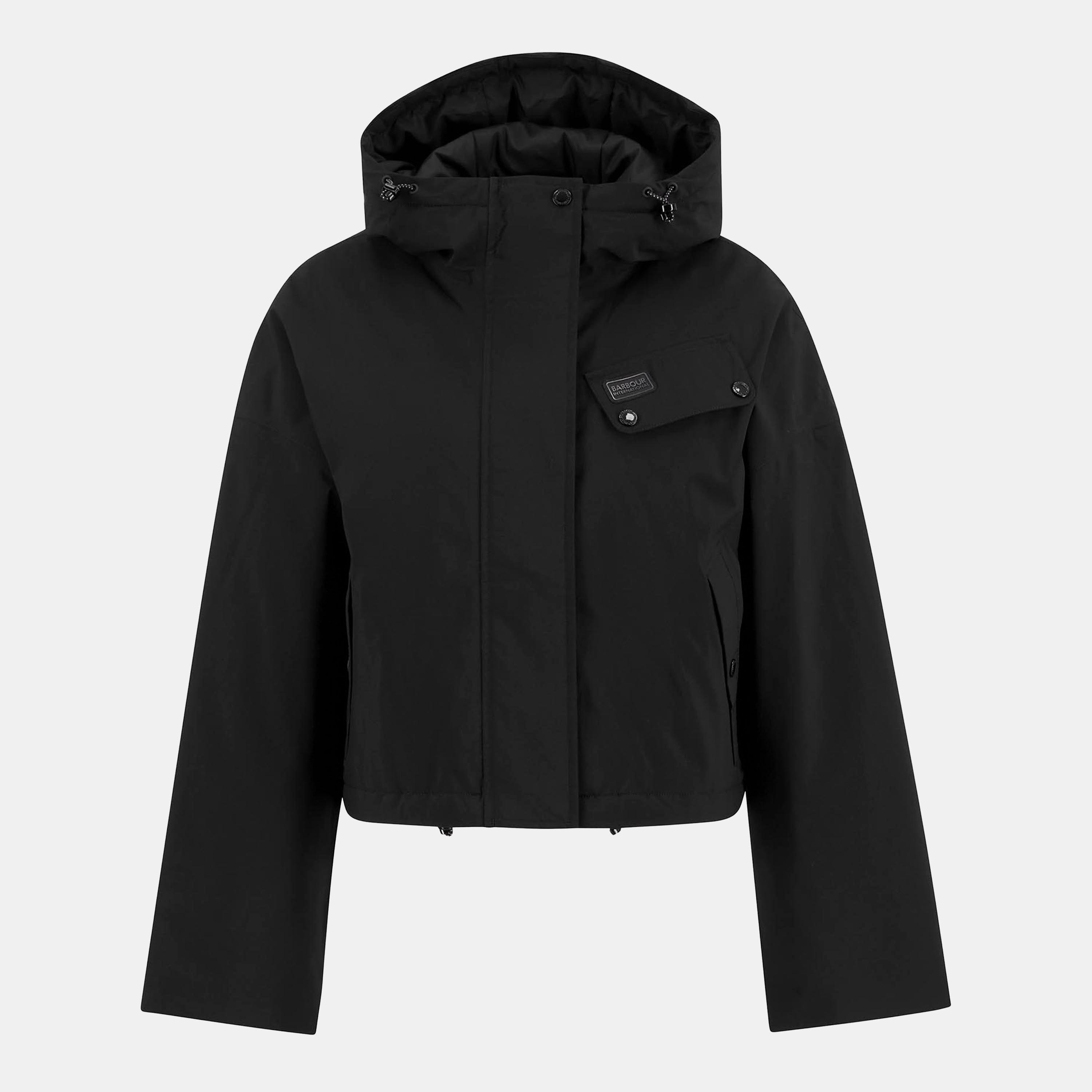 Barbour International Women's Atlanta Cropped Waterproof Rain Anorak - Black - 12 (M)