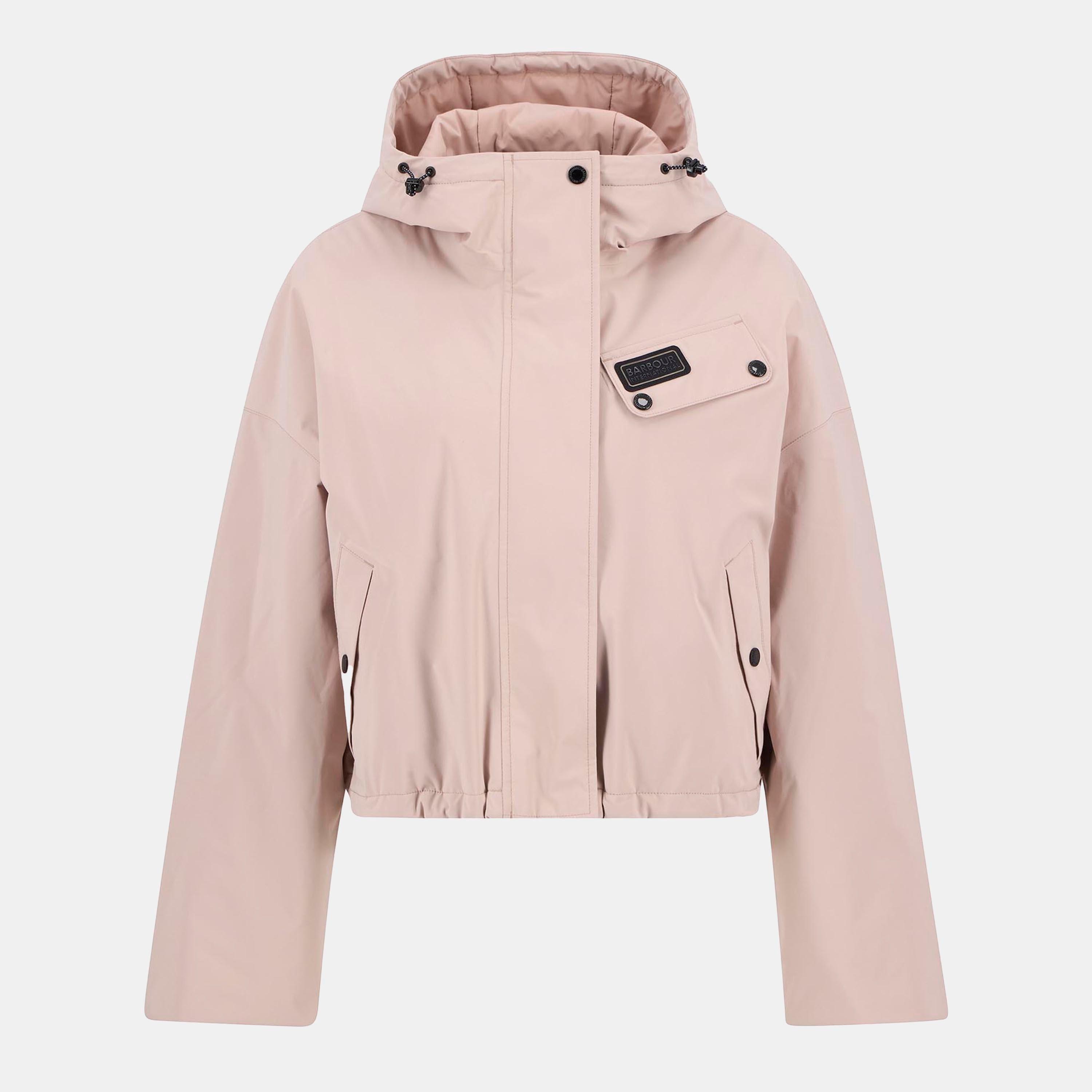Barbour International Women's Atlanta Cropped Waterproof Rain Anorak - Rose Quartz - Size 18 (2XL)