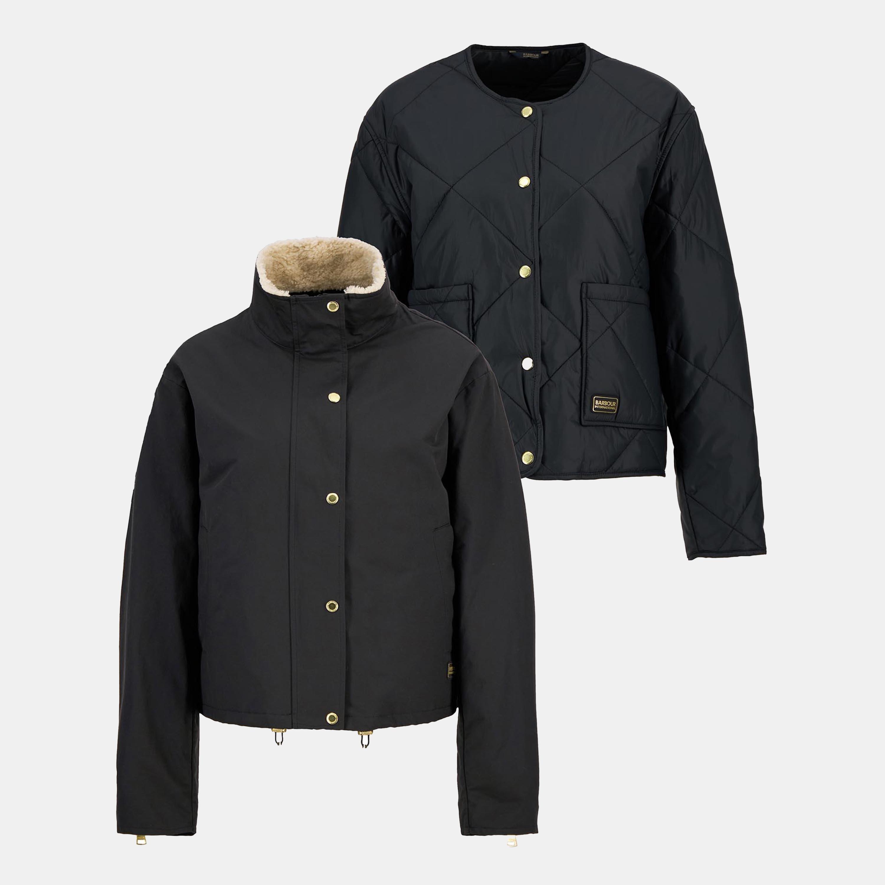 Barbour International Women's Luanda 3-In-1 Showerproof Long Sleeve Rain Anorak - Black - 16 (XL)