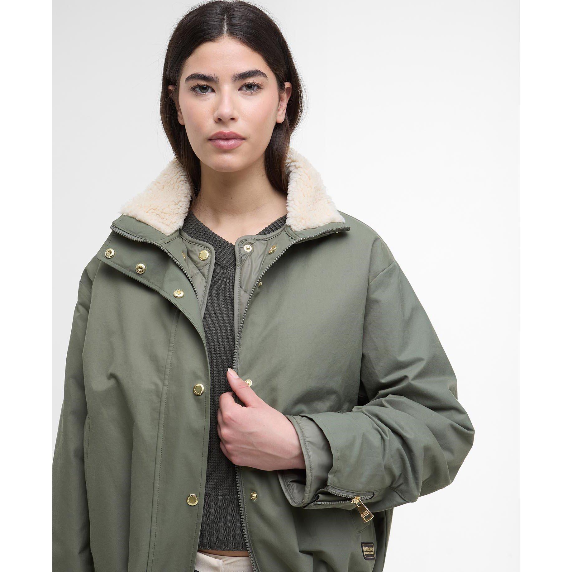 Dusky Khaki - Barbour International - Women's Luanda 3-in-1 Showerproof Long Sleeve Rain Anorak - 4