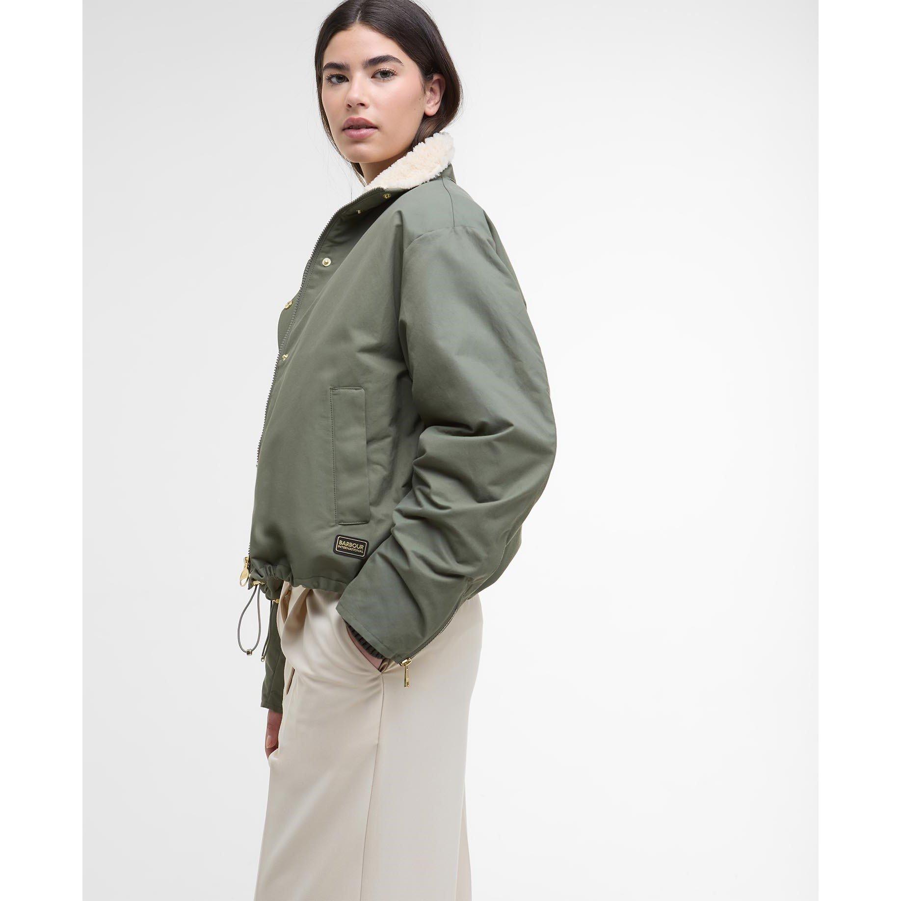 Dusky Khaki - Barbour International - Women's Luanda 3-in-1 Showerproof Long Sleeve Rain Anorak - 5