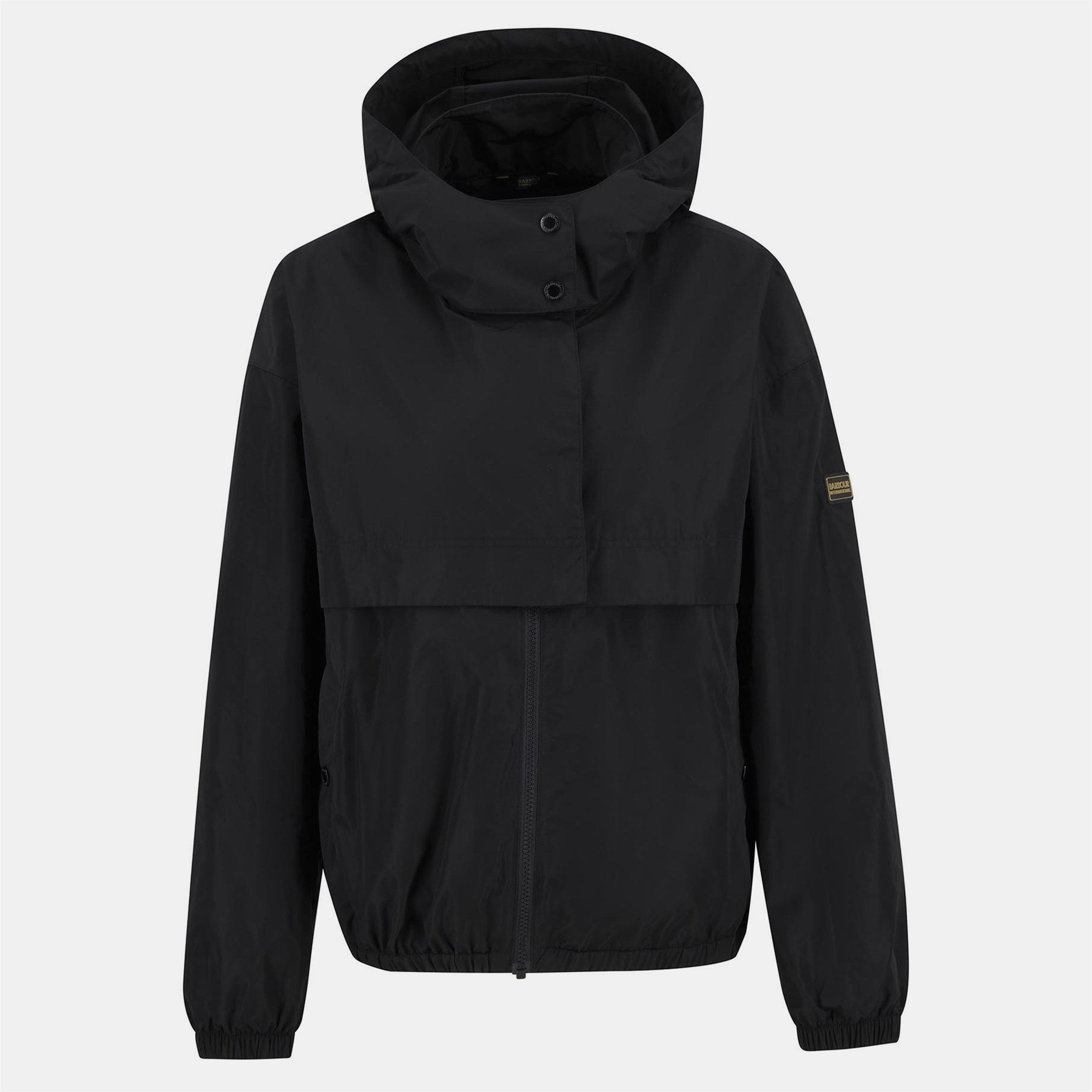 Barbour International Women's Lolita Showerproof Long Sleeve Concealed Hood Rain Anorak - Black - 10 (S)