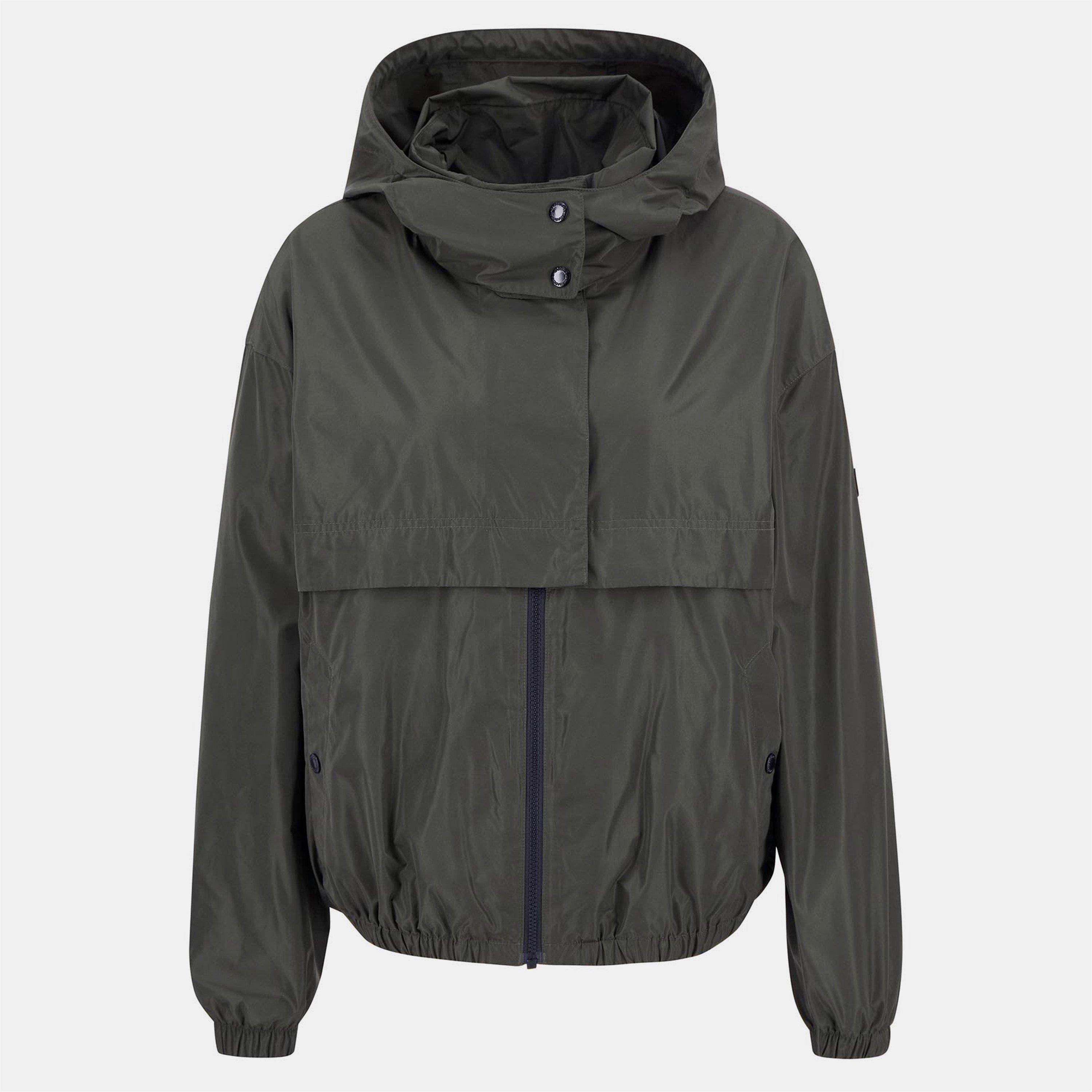 Barbour International Women's Lolita Showerproof Long Sleeve Concealed Hood Rain Anorak - Envy - Size 14 (L)