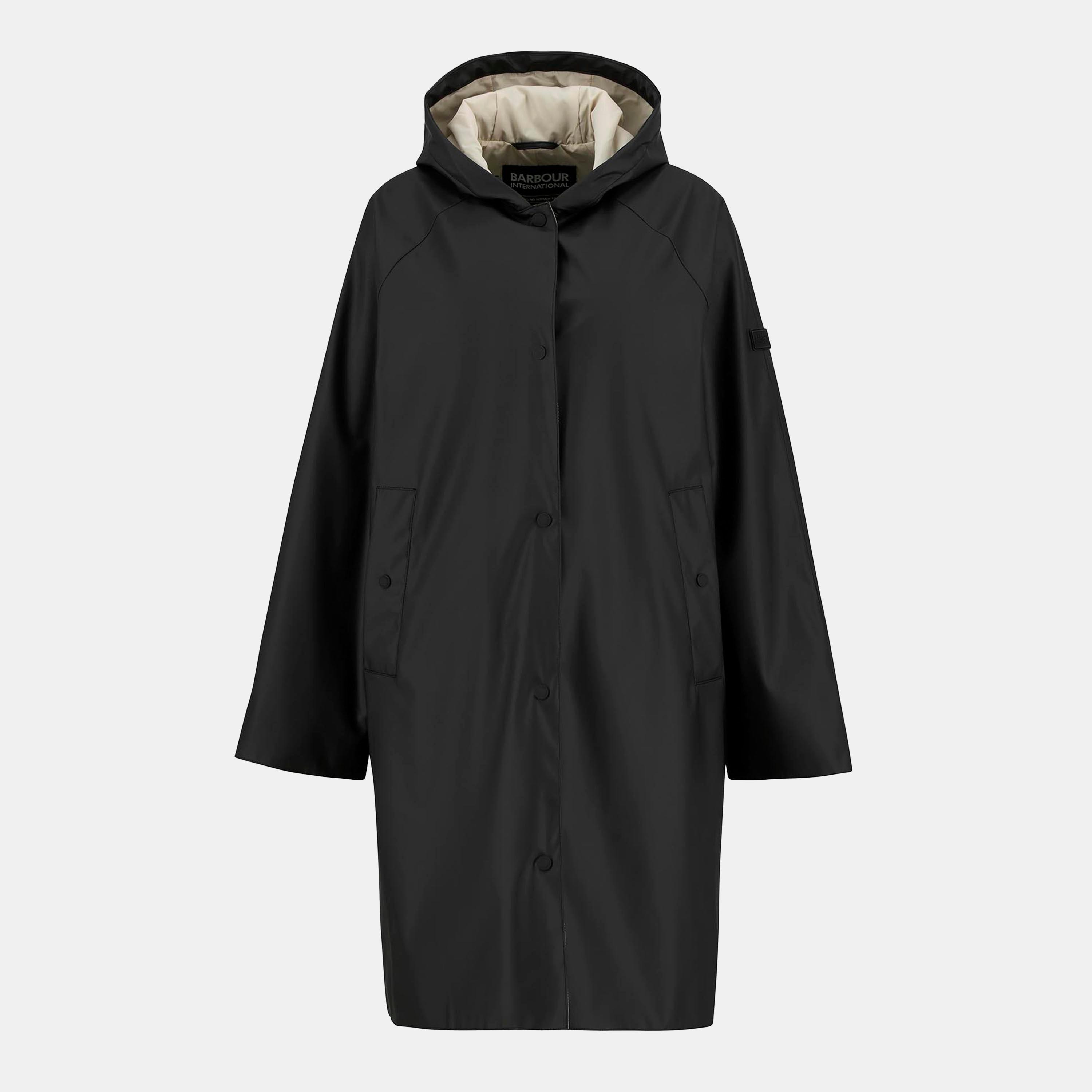 Barbour International Women's Recoleta Hooded Long Sleeve Knee Length Rain Anorak - Black - 16 (XL)