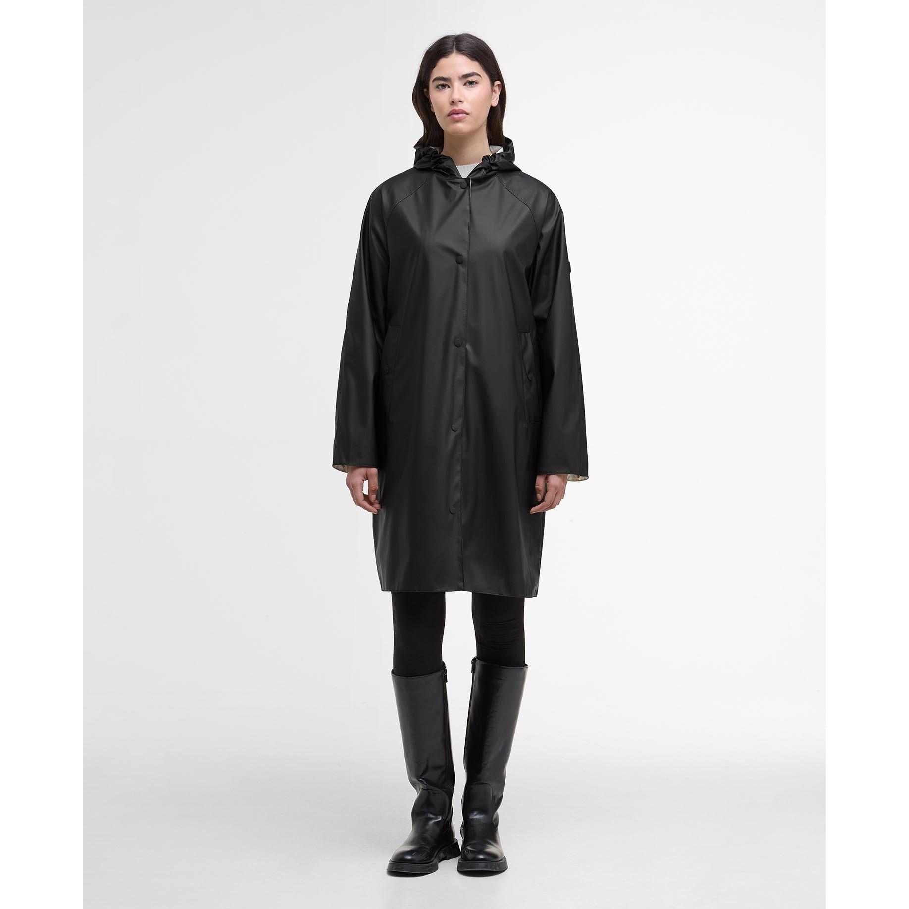 Black - Barbour International - Women's Recoleta Hooded Long Sleeve Knee Length Rain Anorak - 2