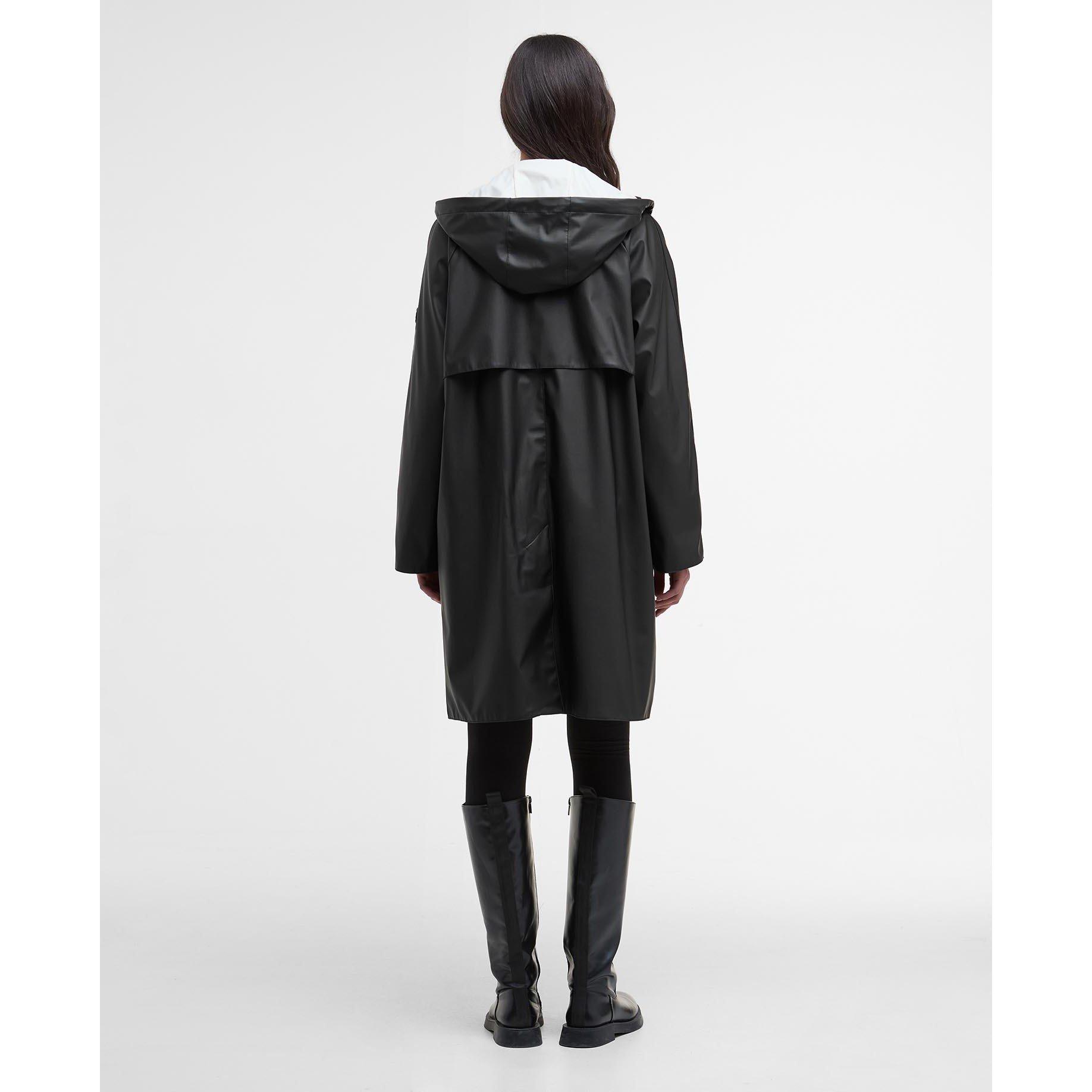 Black - Barbour International - Women's Recoleta Hooded Long Sleeve Knee Length Rain Anorak - 3